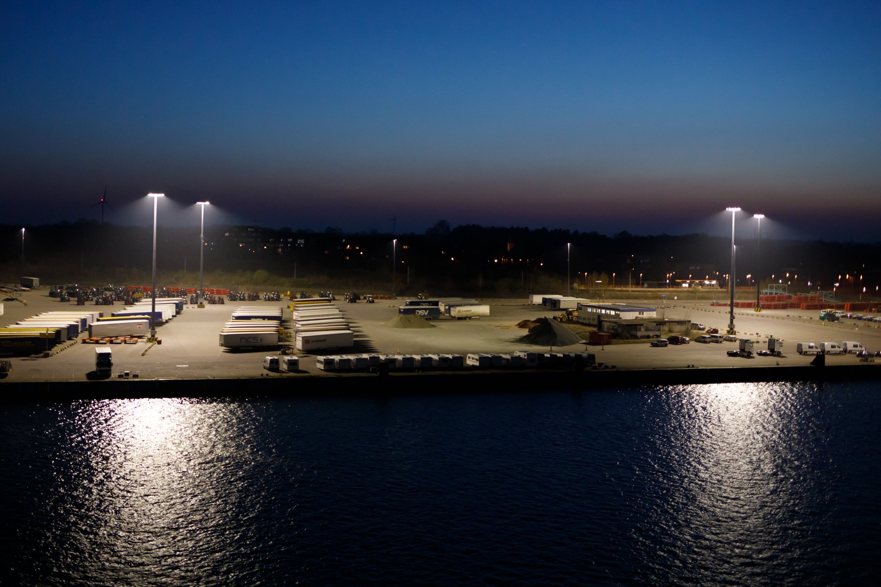  Trailers parked at the port of Travemünde. 