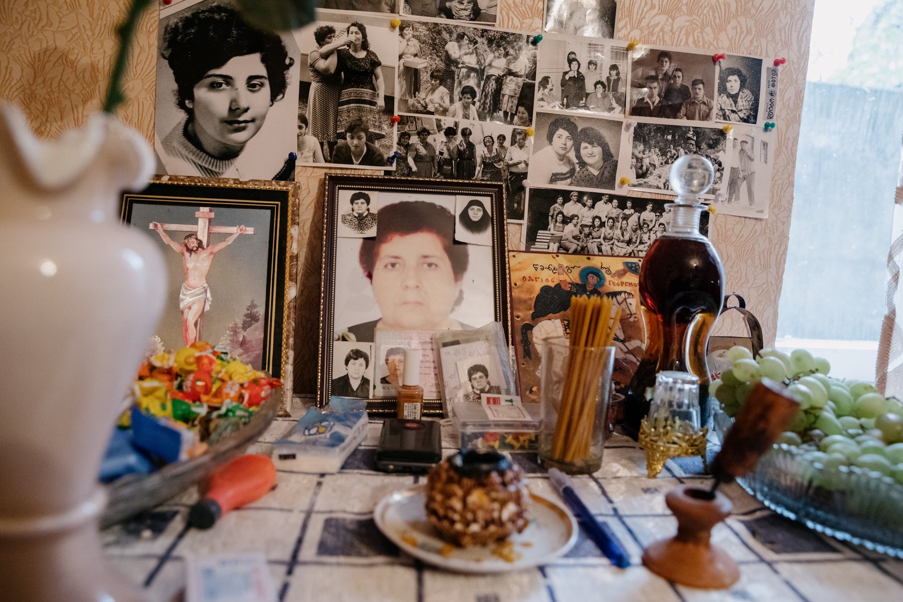  A table in Giorgi Abalaki's house dedicated to his late wife Vera. 