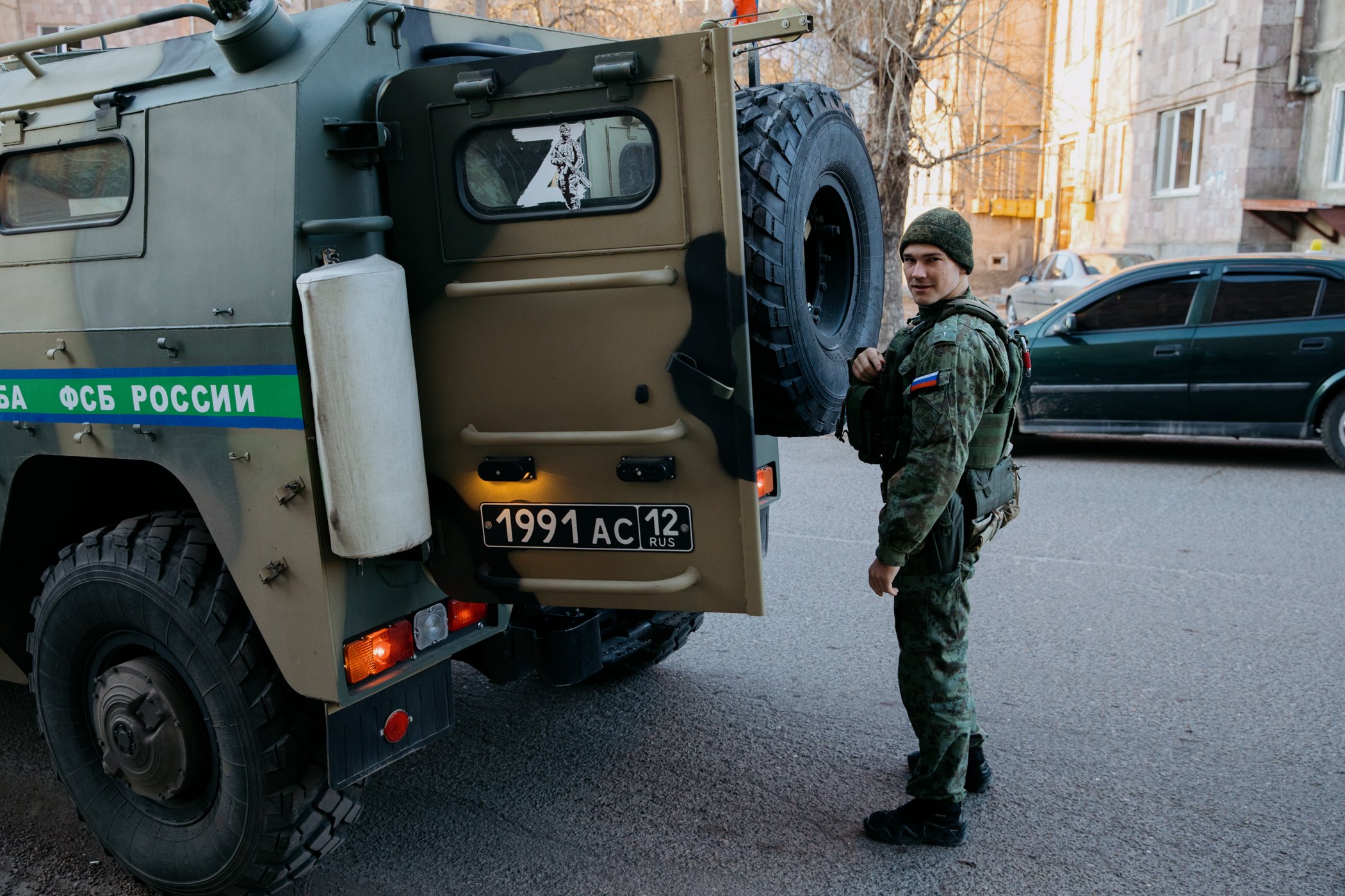  A Russian soldier in the centre of Goris. The Russian peackeeping force was set up as part of the ceasefire agreement following the 2020 Nagorno-Karabakh War. It operates in the Lachin Corridor and along the line of contact between Nagorno-Karabakh 