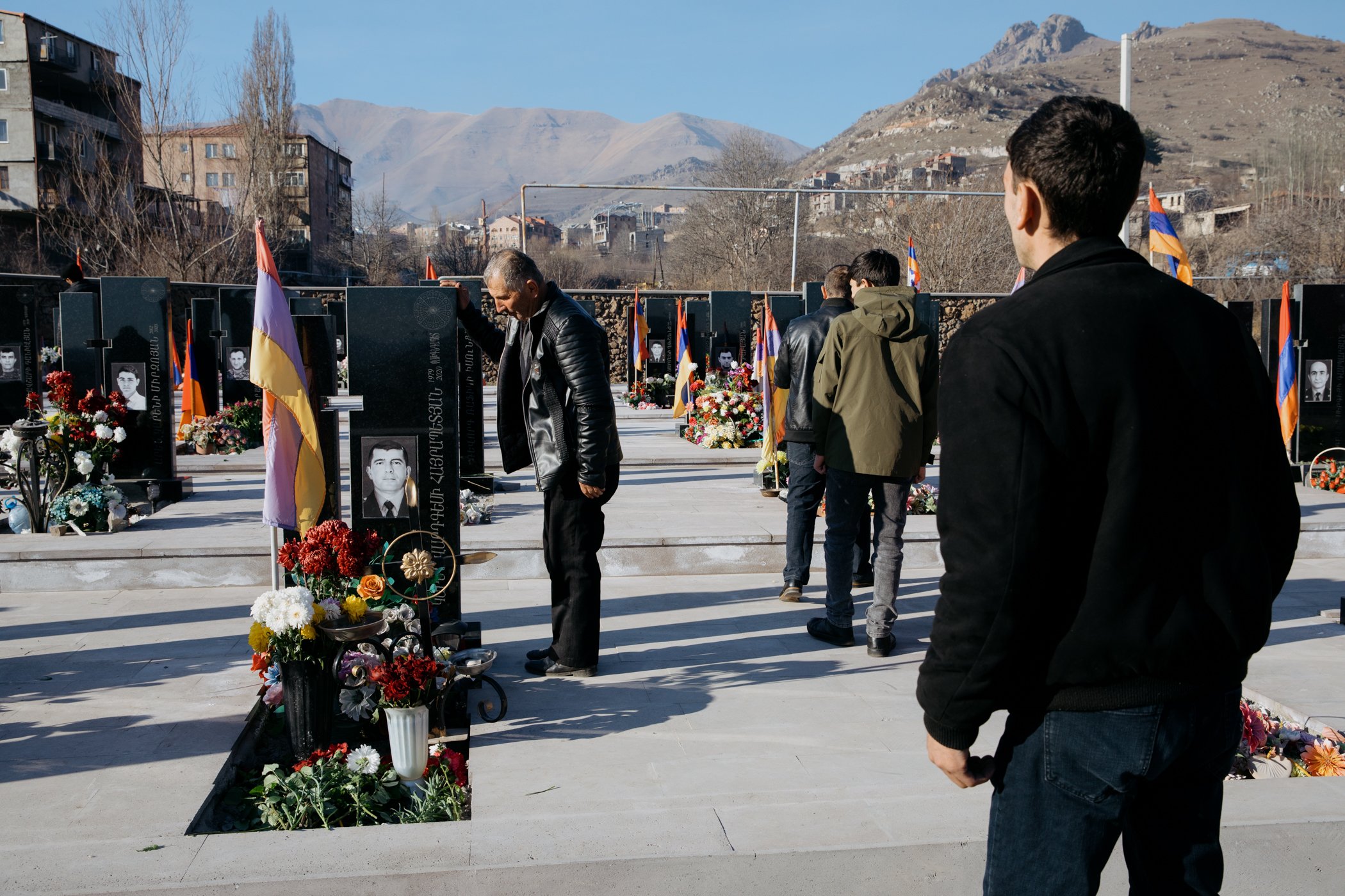  Residents of Goris visit a military cemetery for some of those killed in the 2020 Nagorno-Karabakh War. 