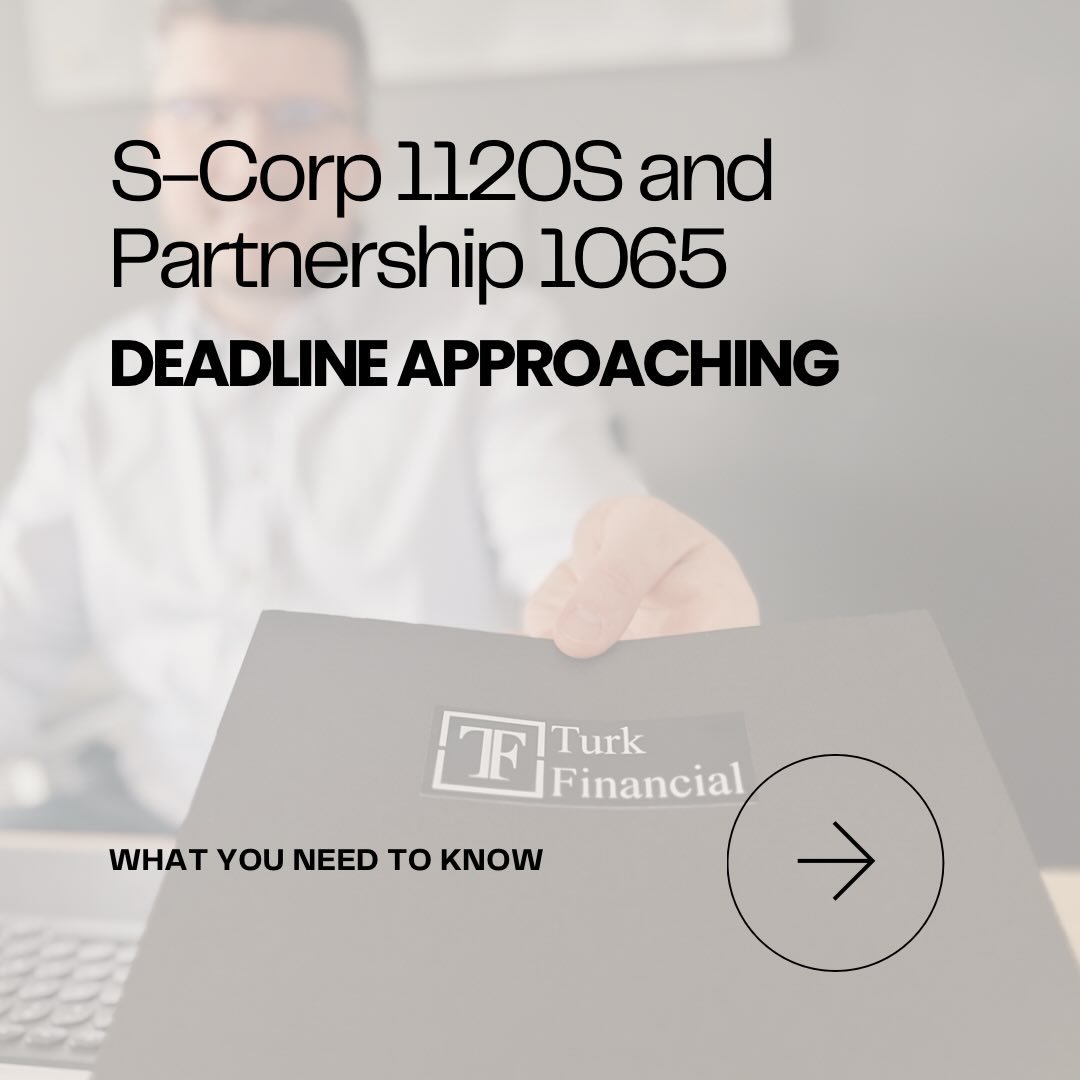 🚨 Business owners &mdash; don&rsquo;t miss this deadline. If your business is taxed as an S-Corp or Partnership, your March 16 filing deadline is approaching. That means your 1120S or 1065 return must be filed or extended to avoid IRS penalties.

Ne