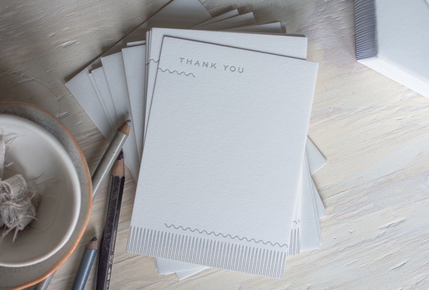 Wave Letterpress Thank You Card Set