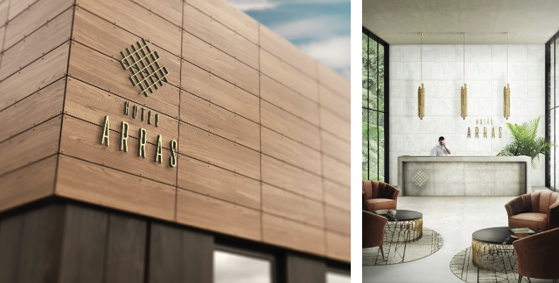 Hotel Arras branding concept renderings