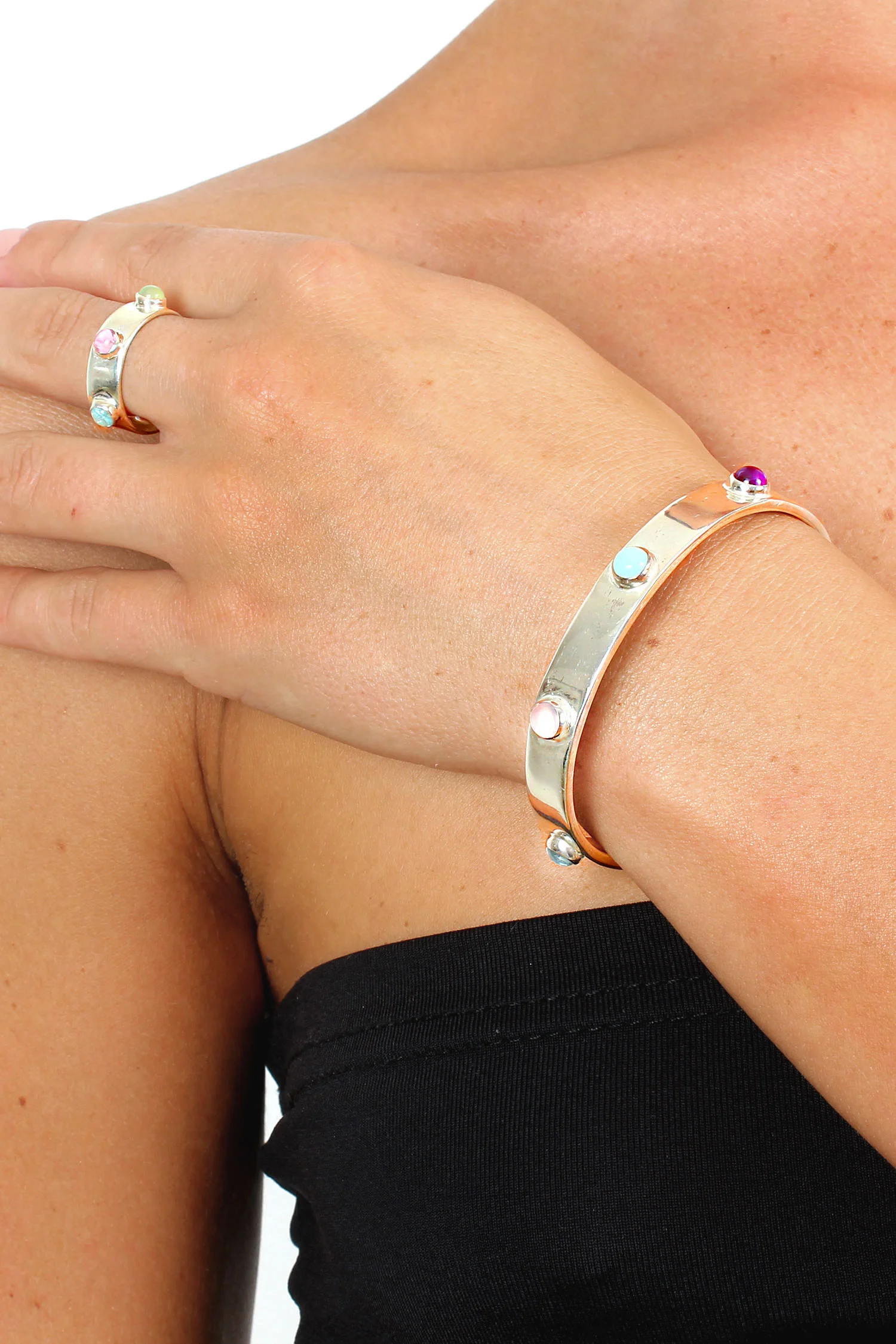 nina sthlm Cuff bracelet silver gemstones