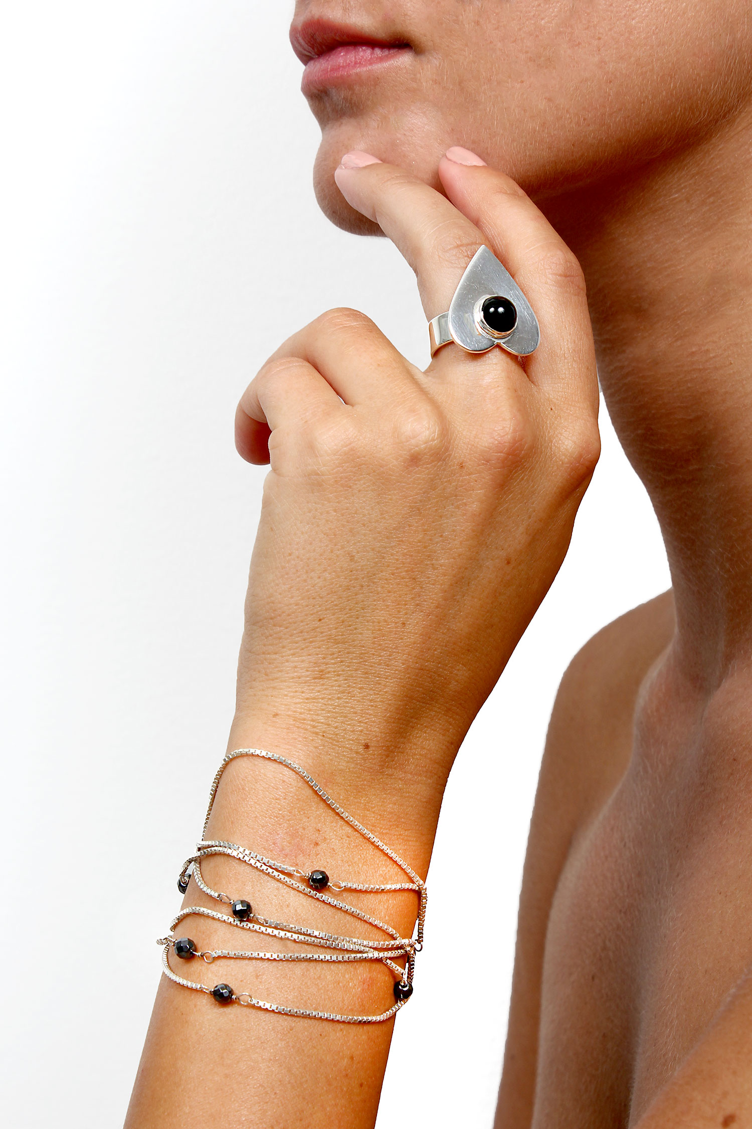 Nina STHLM bracelet necklace silver chain onyx