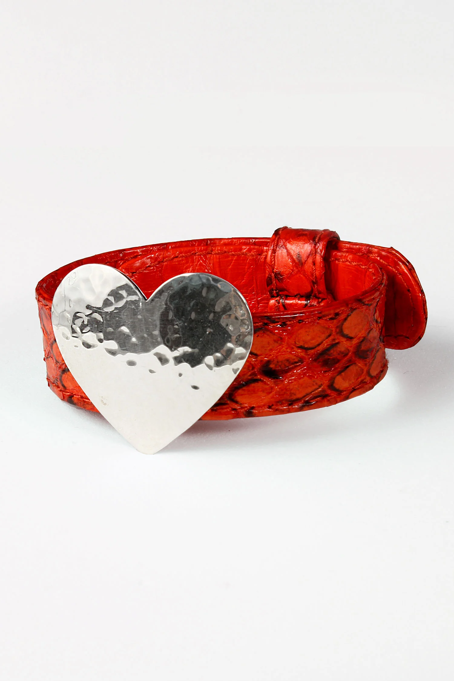 nina sthlm bracelet orange leather heart silver