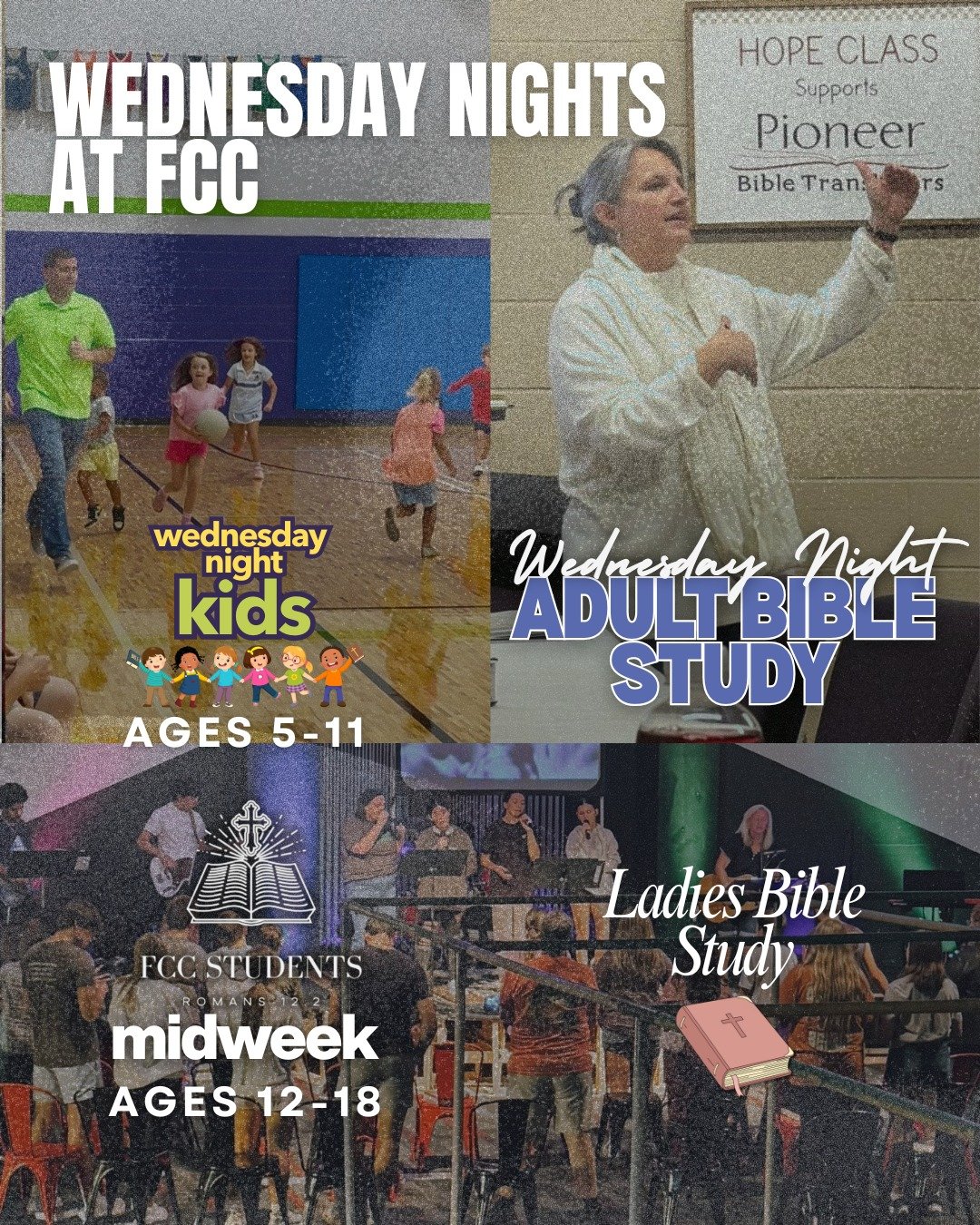 Your Wednesday nights just got a whole lot better! 🌟 Whether you&rsquo;re looking for a place for your kids to plug in or a community where you can grow, there is something for everyone at FCC. ⛪️✨

We&rsquo;ve designed our midweek experience to be 