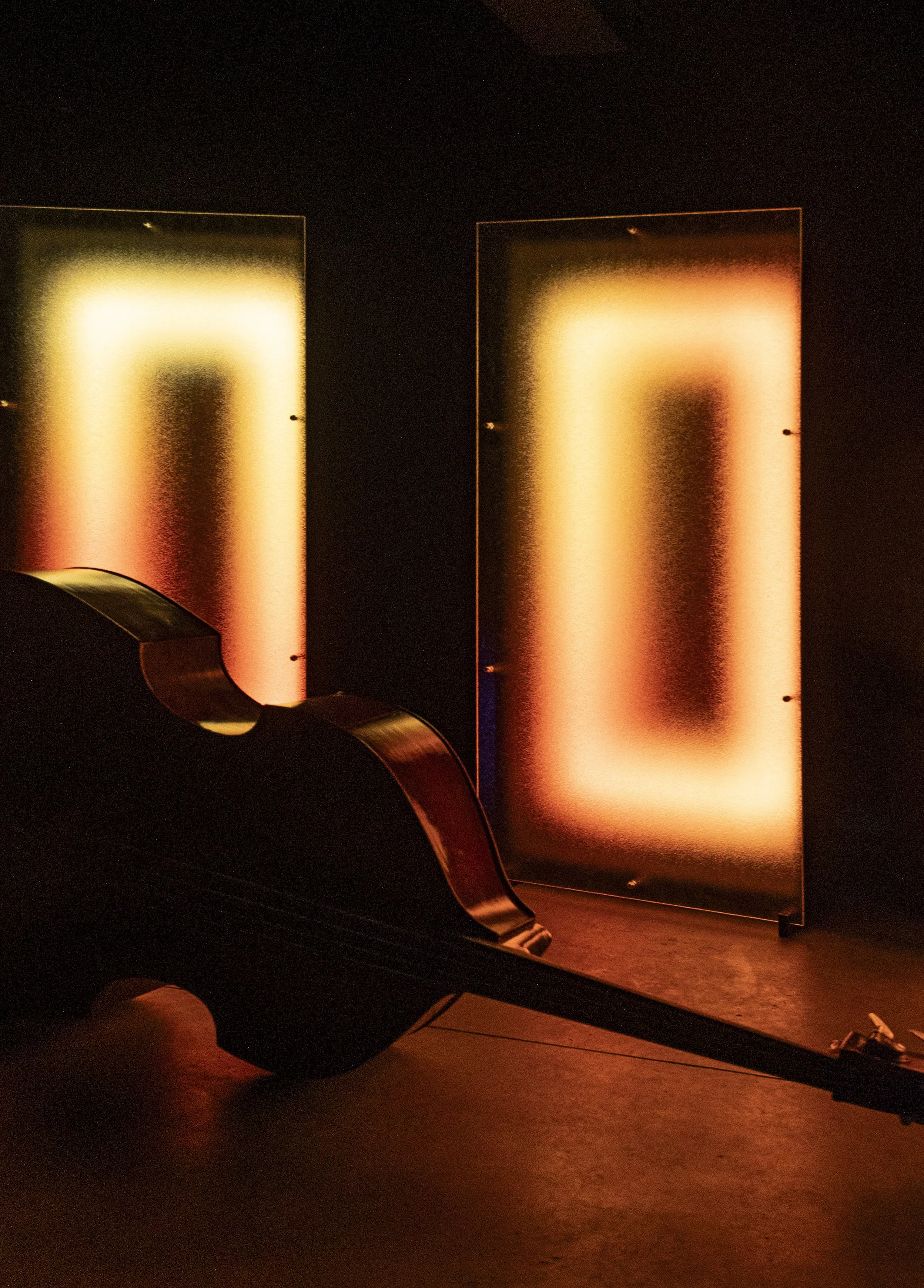 Work in progress images of Monochrome, an evolving audiovisual installation by Yannick Jacquet and Otto Lindholm.
