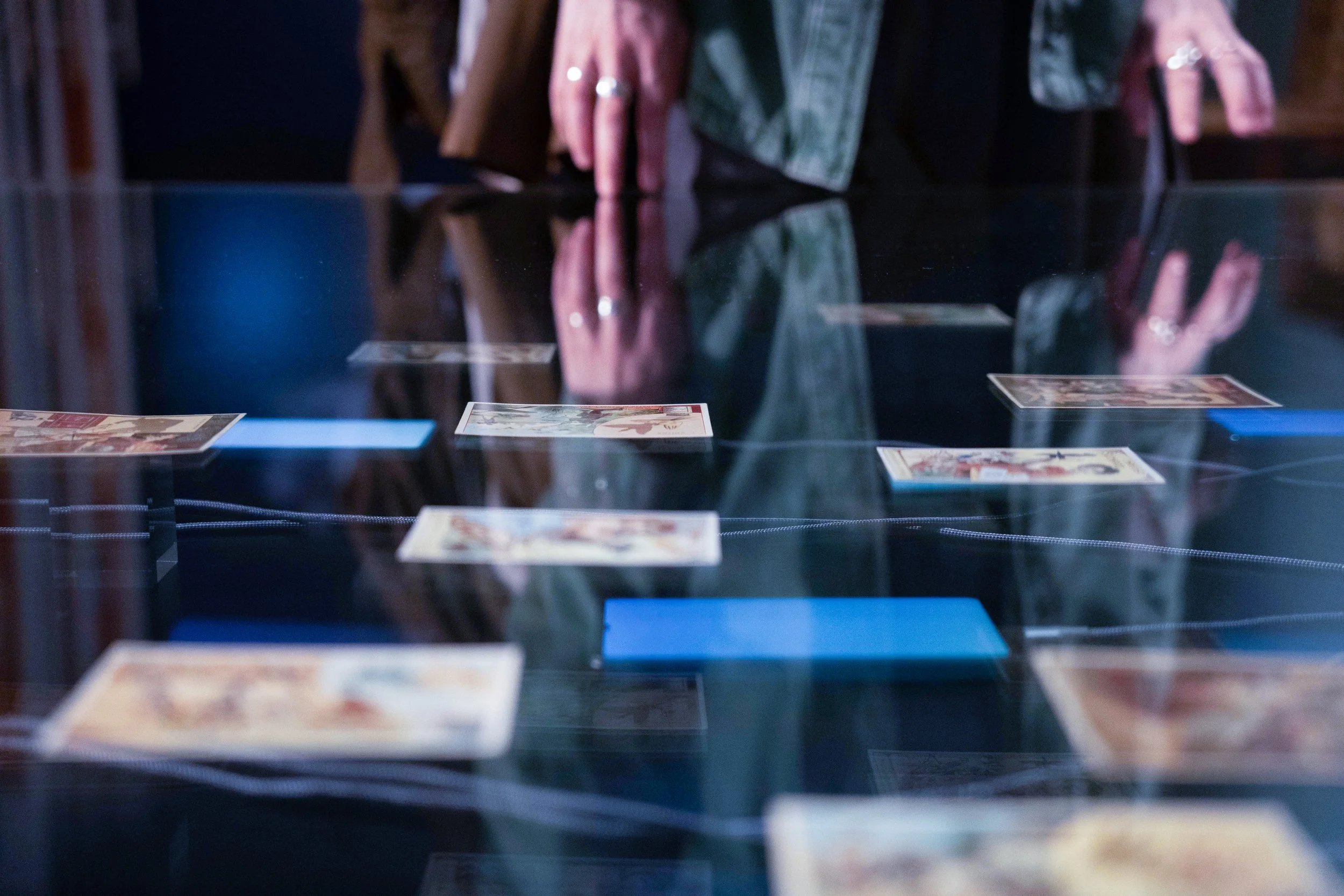 Exhibition view of Finger Plays: From Shadow Theatre to Social Networks by Yannick Jacquet.