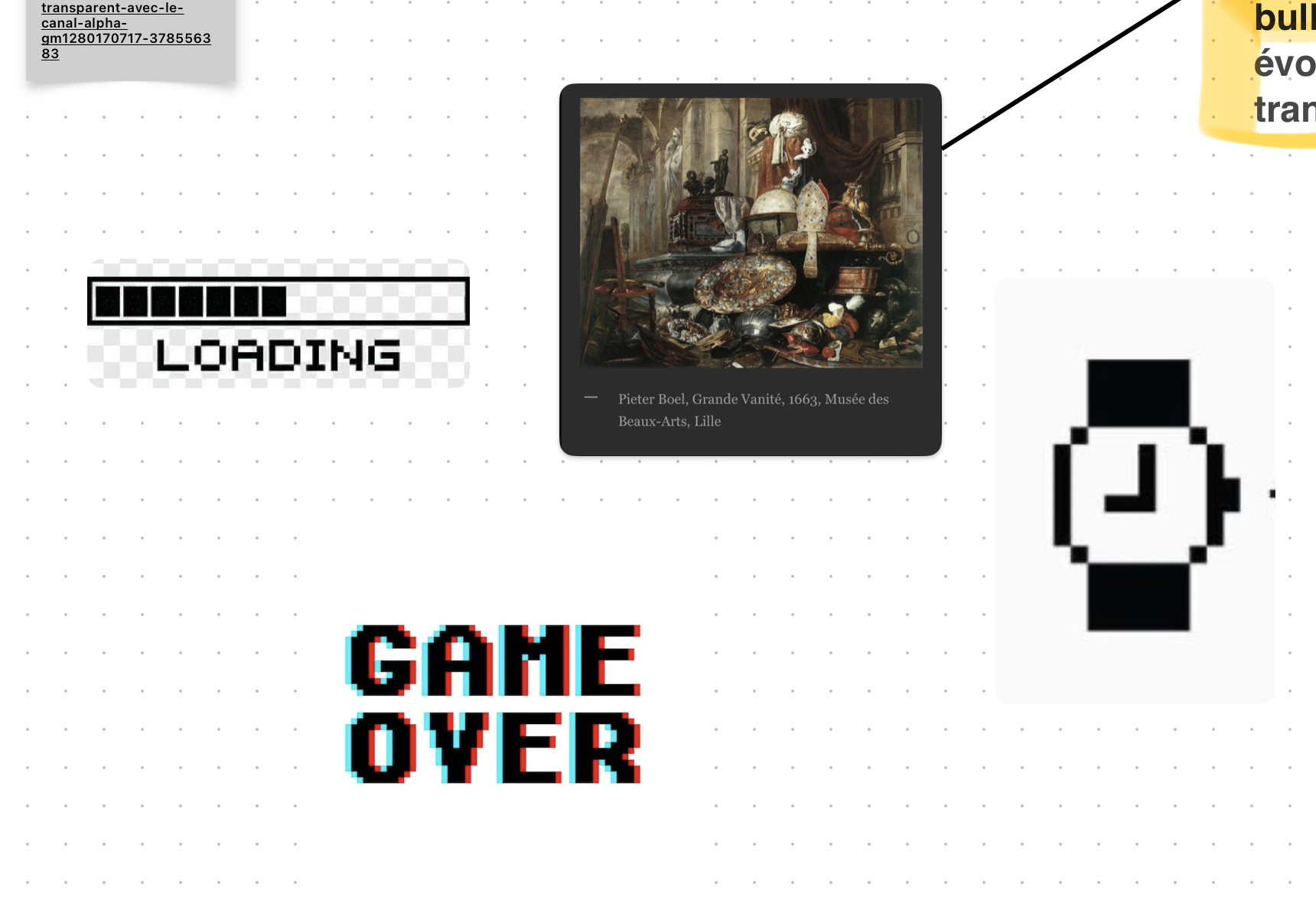 Visual research and conceptual studies for Still Loading