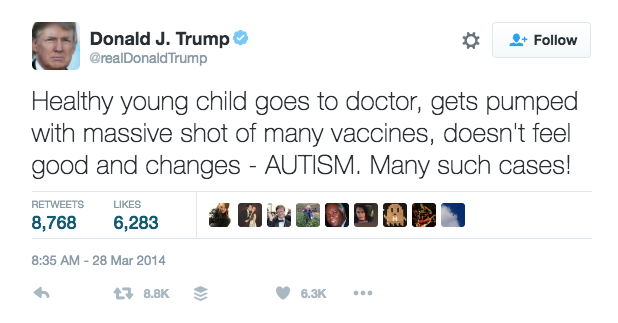 Tweet by Donald Trump 28th March 2014