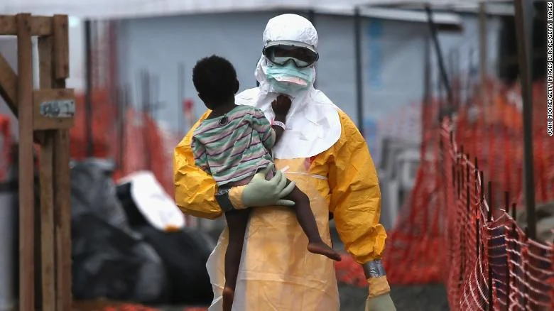 A healthcare worker during the Ebola outbreak of 2014-16 (From CNN.com)