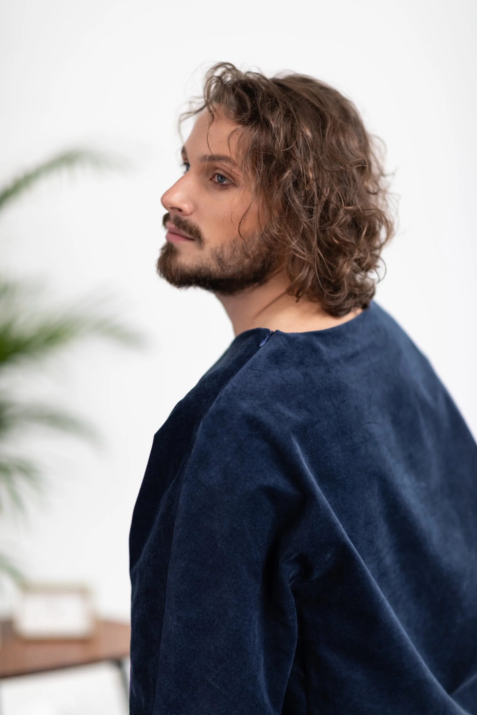 Maglia blu a kimono in velluto — 122bottoni