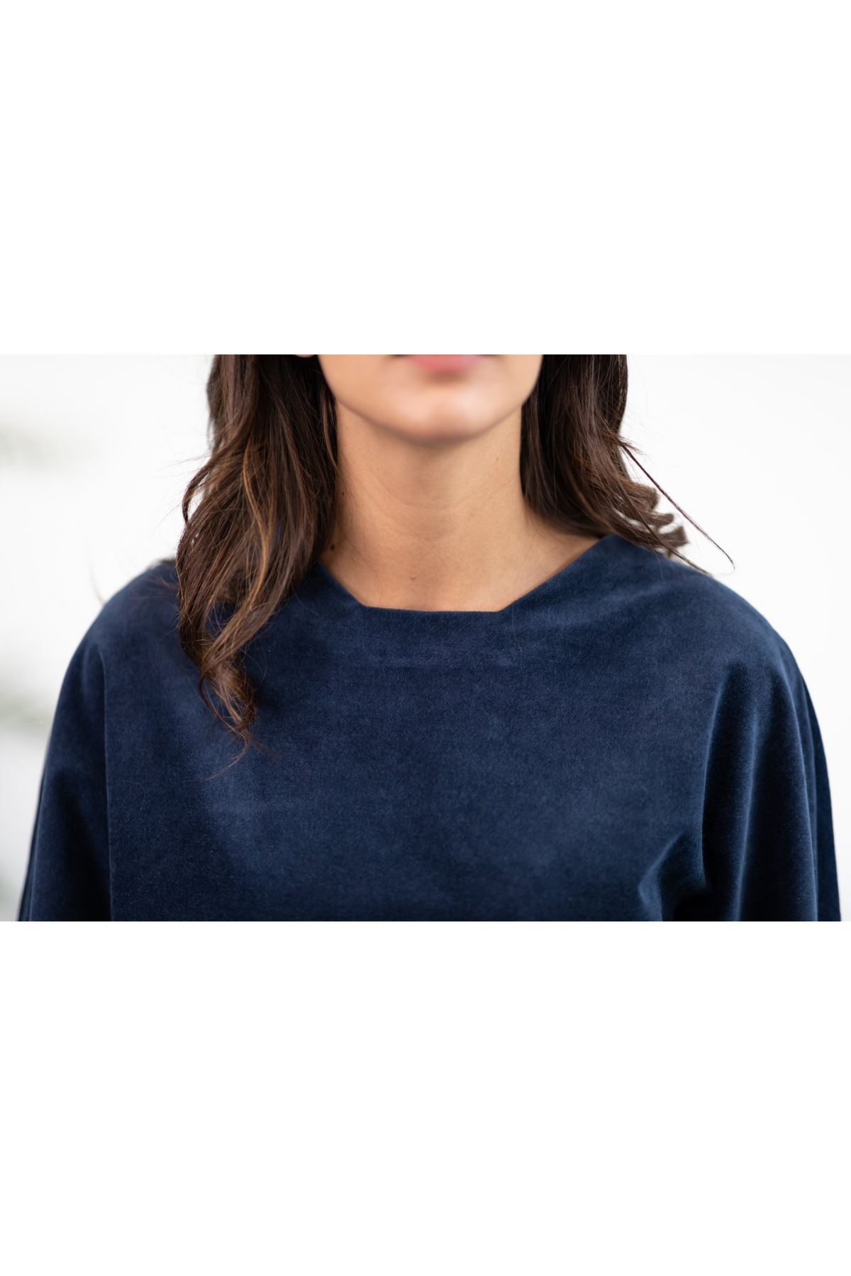 Maglia blu a kimono in velluto — 122bottoni