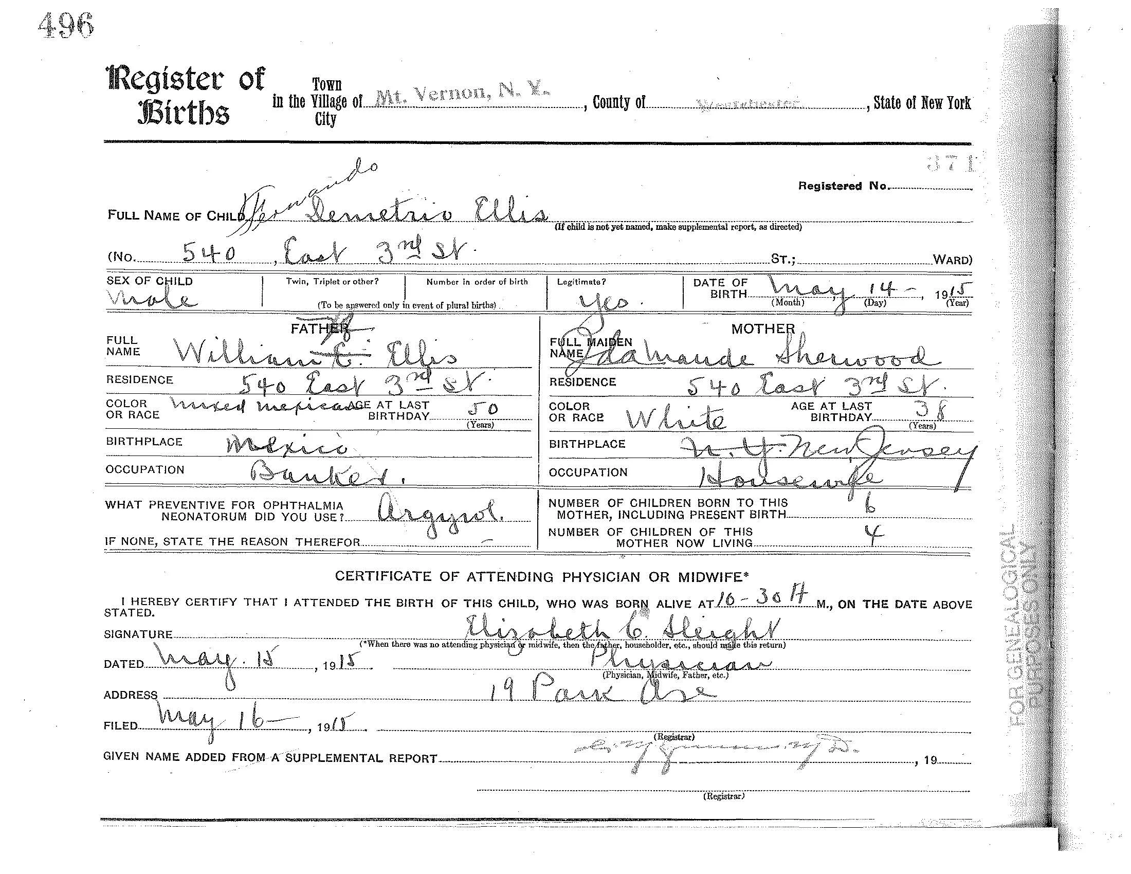 Children's Birth Certificates