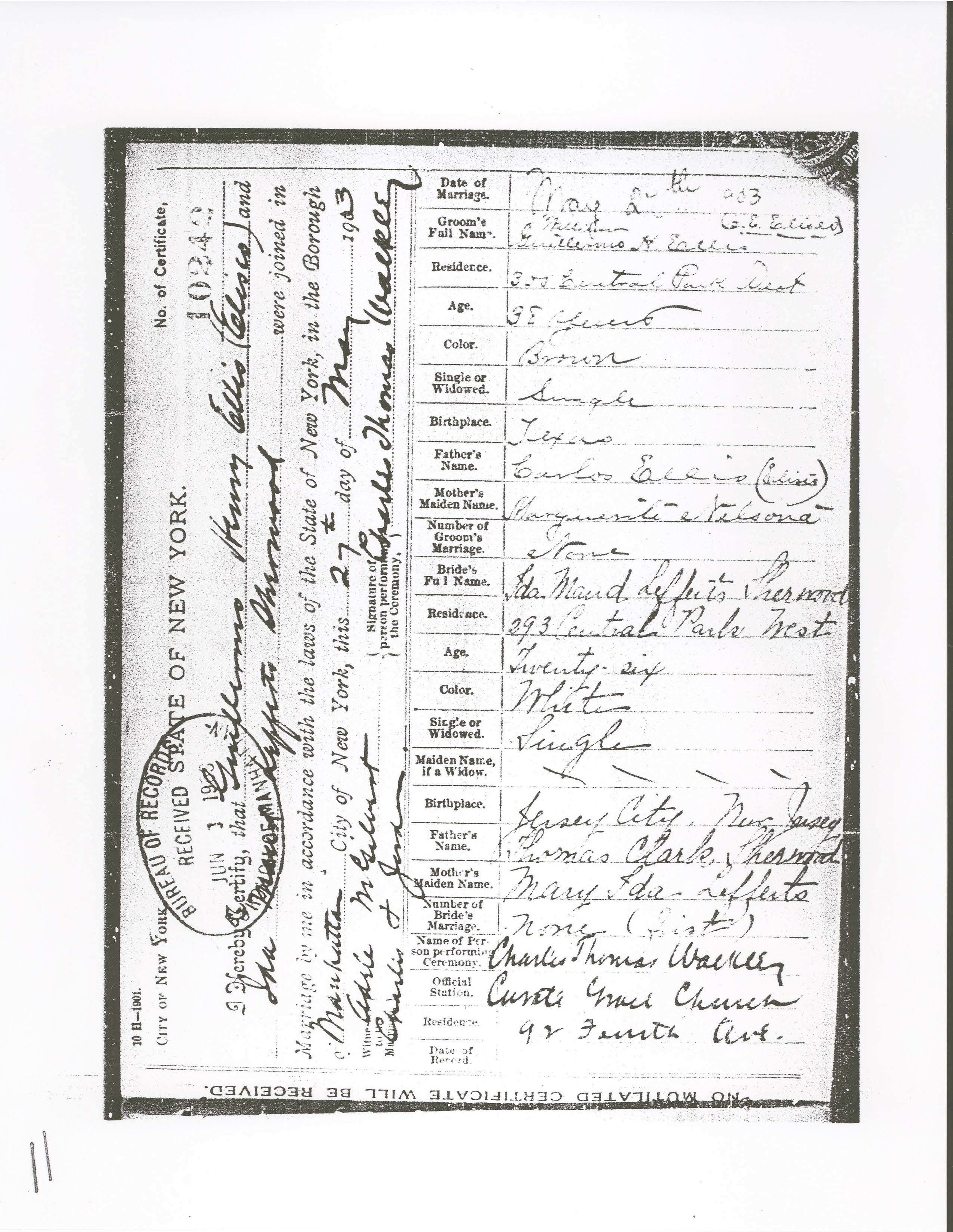 Marriage Certificate, 1903