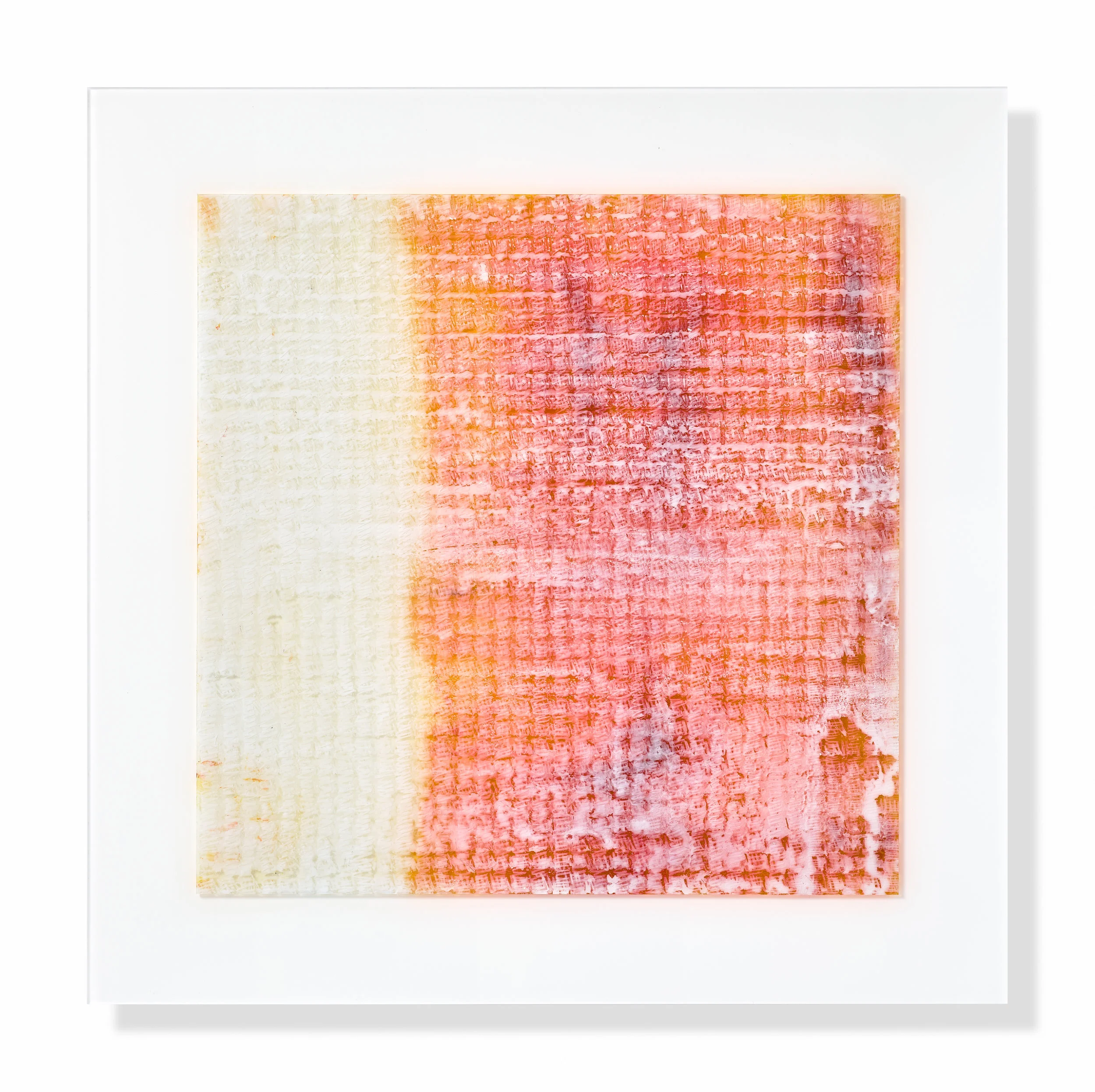 #1805, ©mitch glassman, 2018, 24” x 24” ink and acrylics on industrial polymer, installed Lucite | See Detail Image