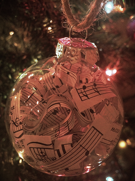 Sheet Music Christmas Ornament, Clear Ornament, Music Strip Ornament