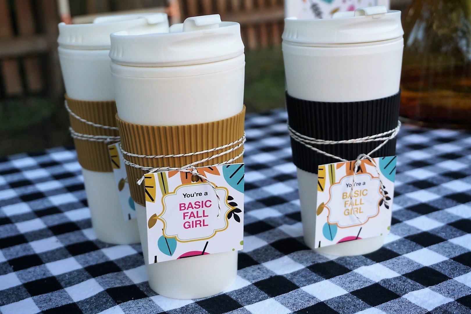 Your fall party guests will love these take home mugs! Click here to re-create this fun fall party! | Legally Crafty #fallparty #bonfire #girlsnightin #girlsnight #basicfallgirl