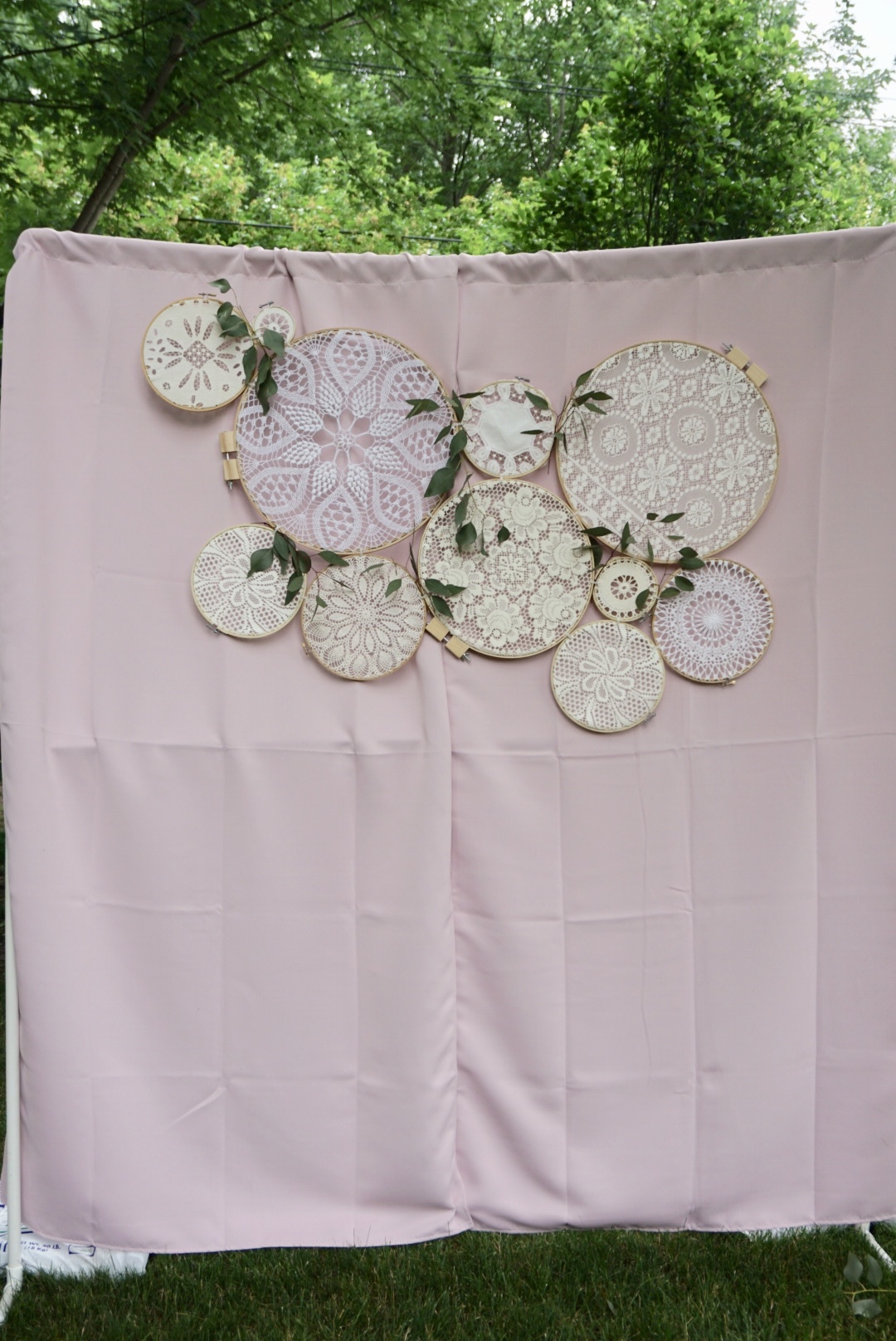  Blush pink and lace bridal shower photobooth 