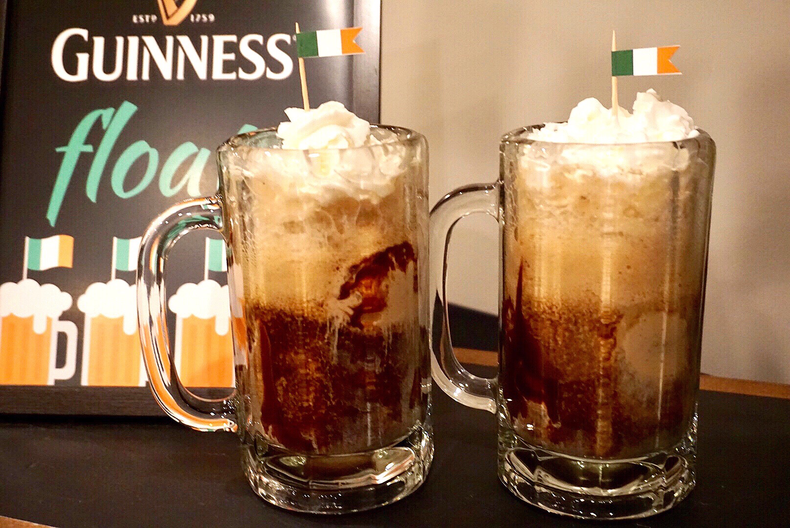  Guinness floats are a festive St. Patrick’s Day drink. Add an Irish flag for a little extra fun! 