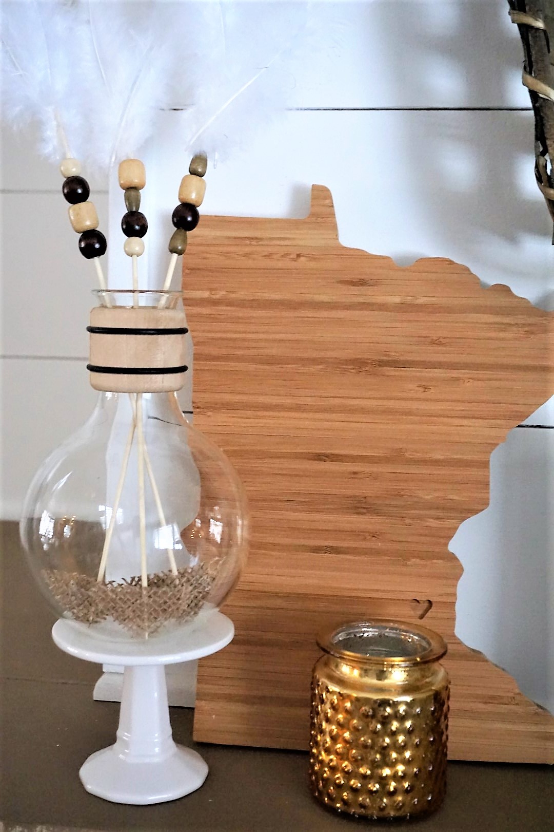  Wooden Minnesota with DIY boho cupid’s arrows. 