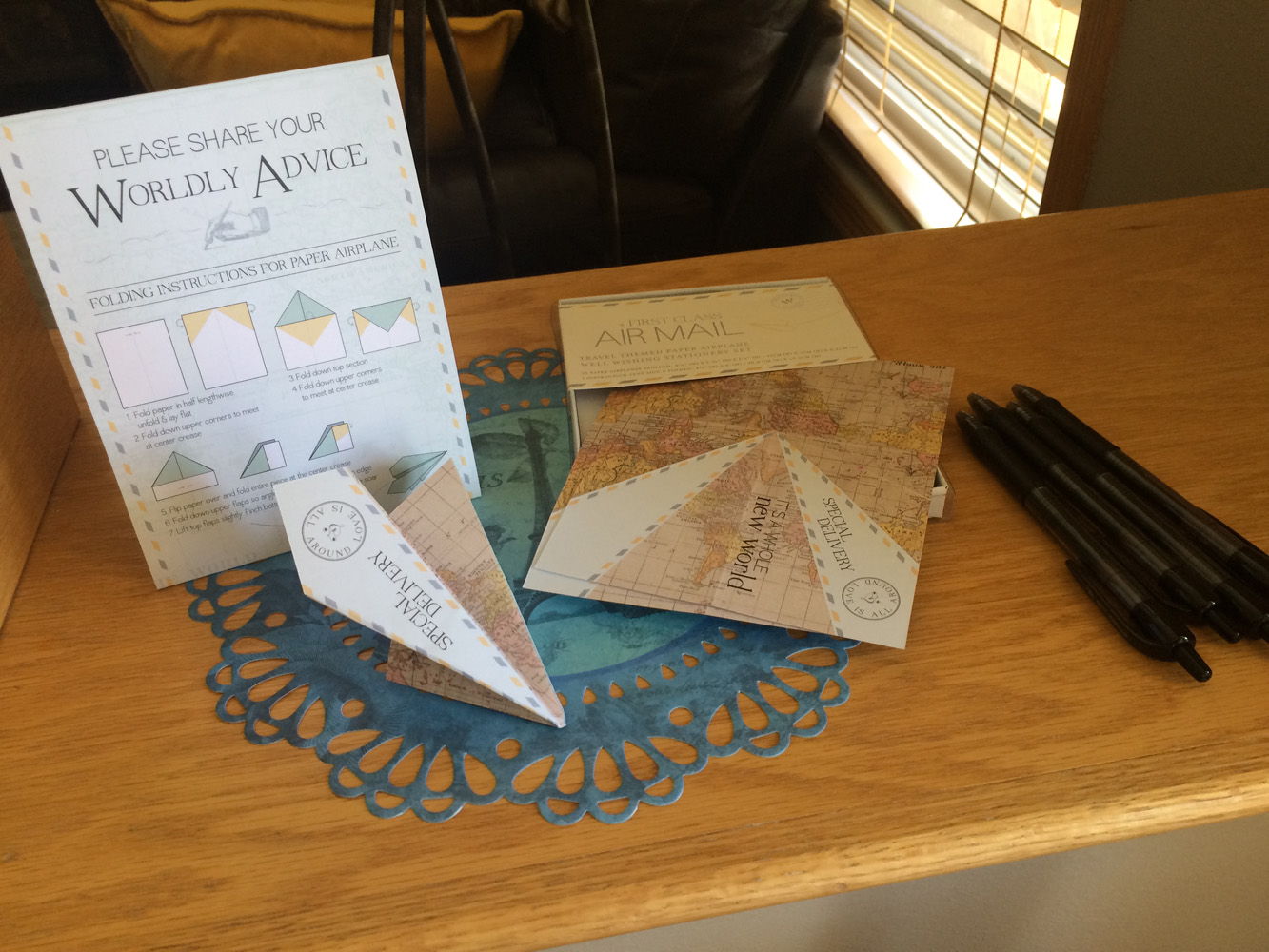 Air mail stationary for wedding advice for travel themed bridal shower.