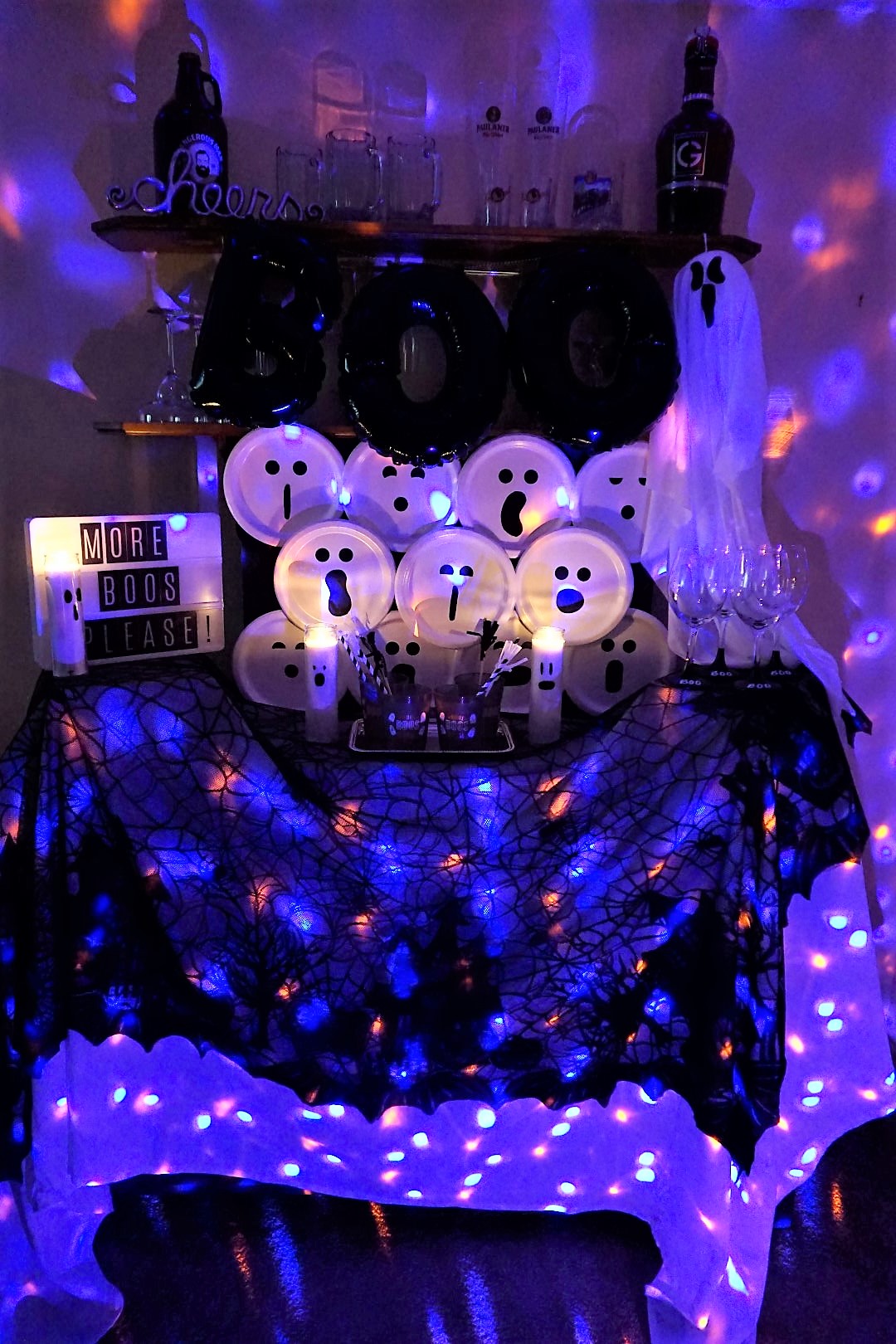  Purple and orange lighted Halloween bar using Points of Light LED display. 