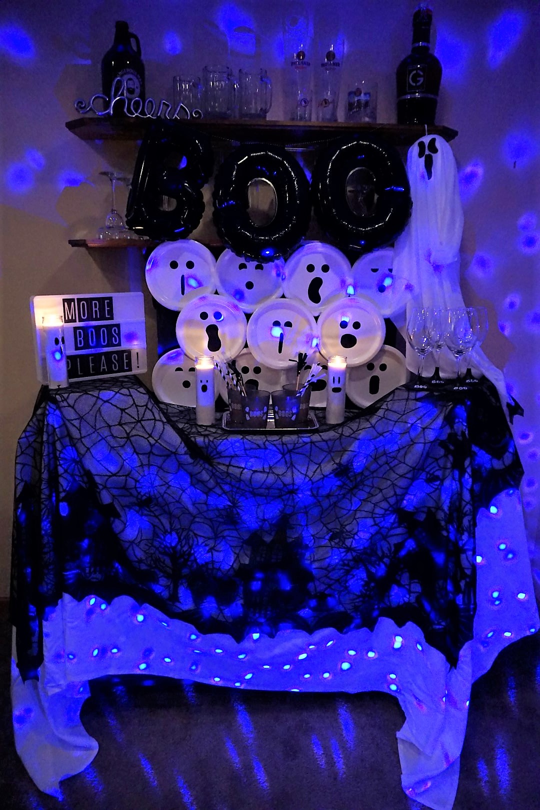  Purple lighted Halloween bar using Points of Light LED light display. 