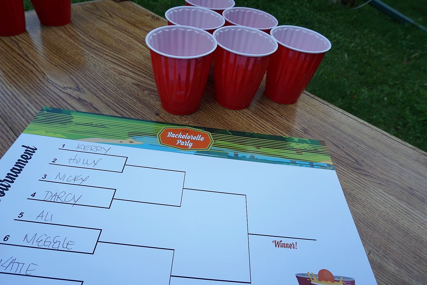  Beer pong tournament at a cabin bachelorette party is always fun! 