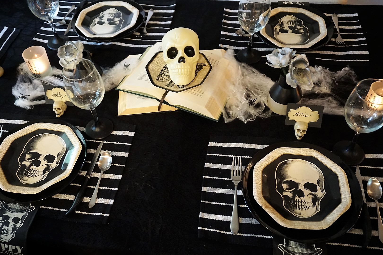  Can you believe many of these items came from Dollar Tree or Goodwill? Learn how to make the most out of your budget when creating a Halloween Table. | Legally Crafty #halloweendiy #halloweentable #halloweentablescape #halloweendiy 