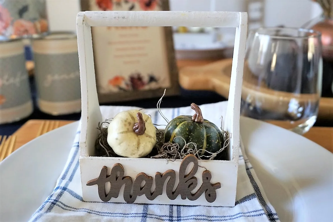  Thanks wood cut out at table setting. 