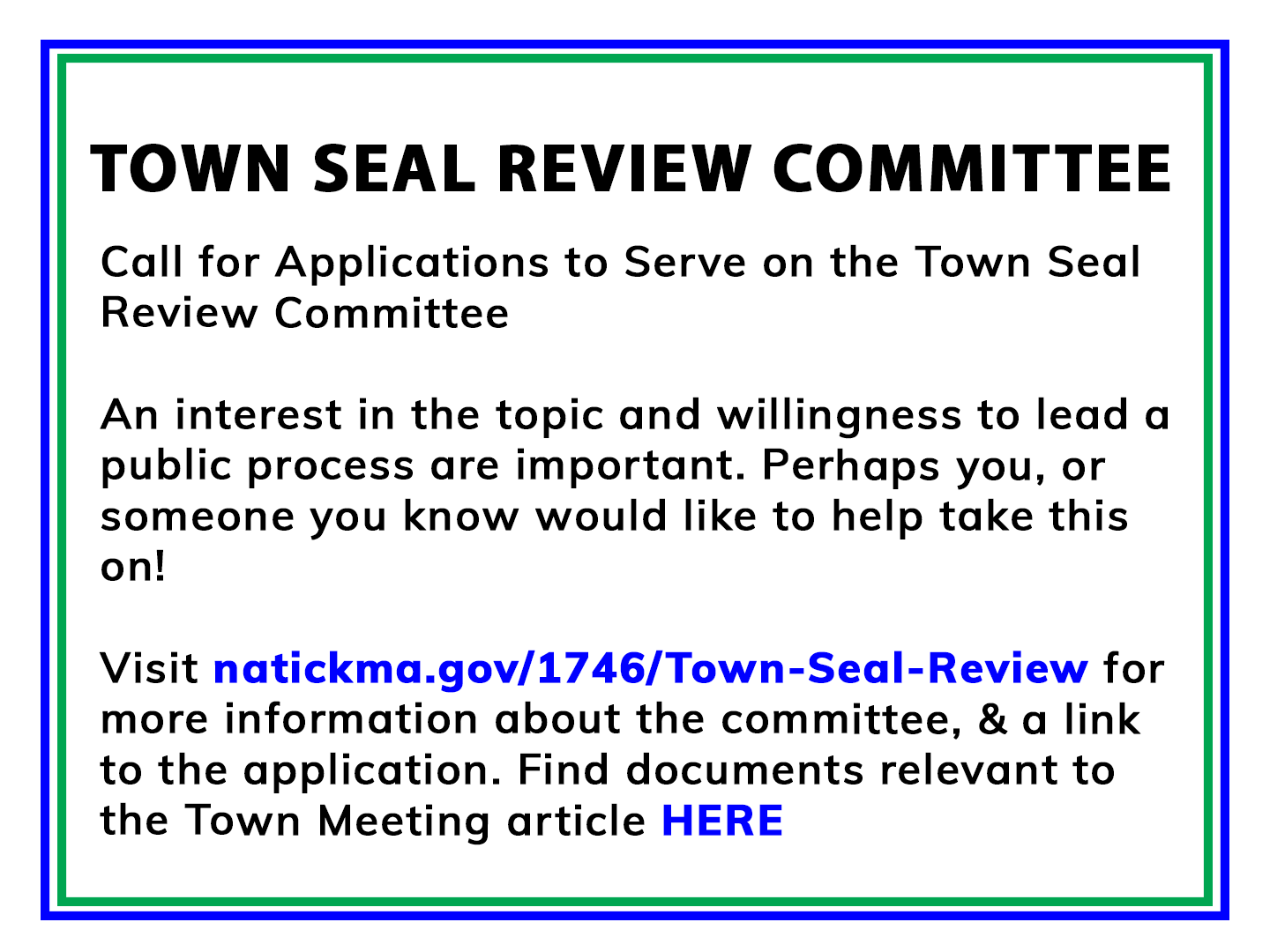 Town Seal Review Committee Call for Applications