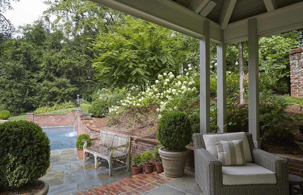 View looking out of the terrace to the pool.