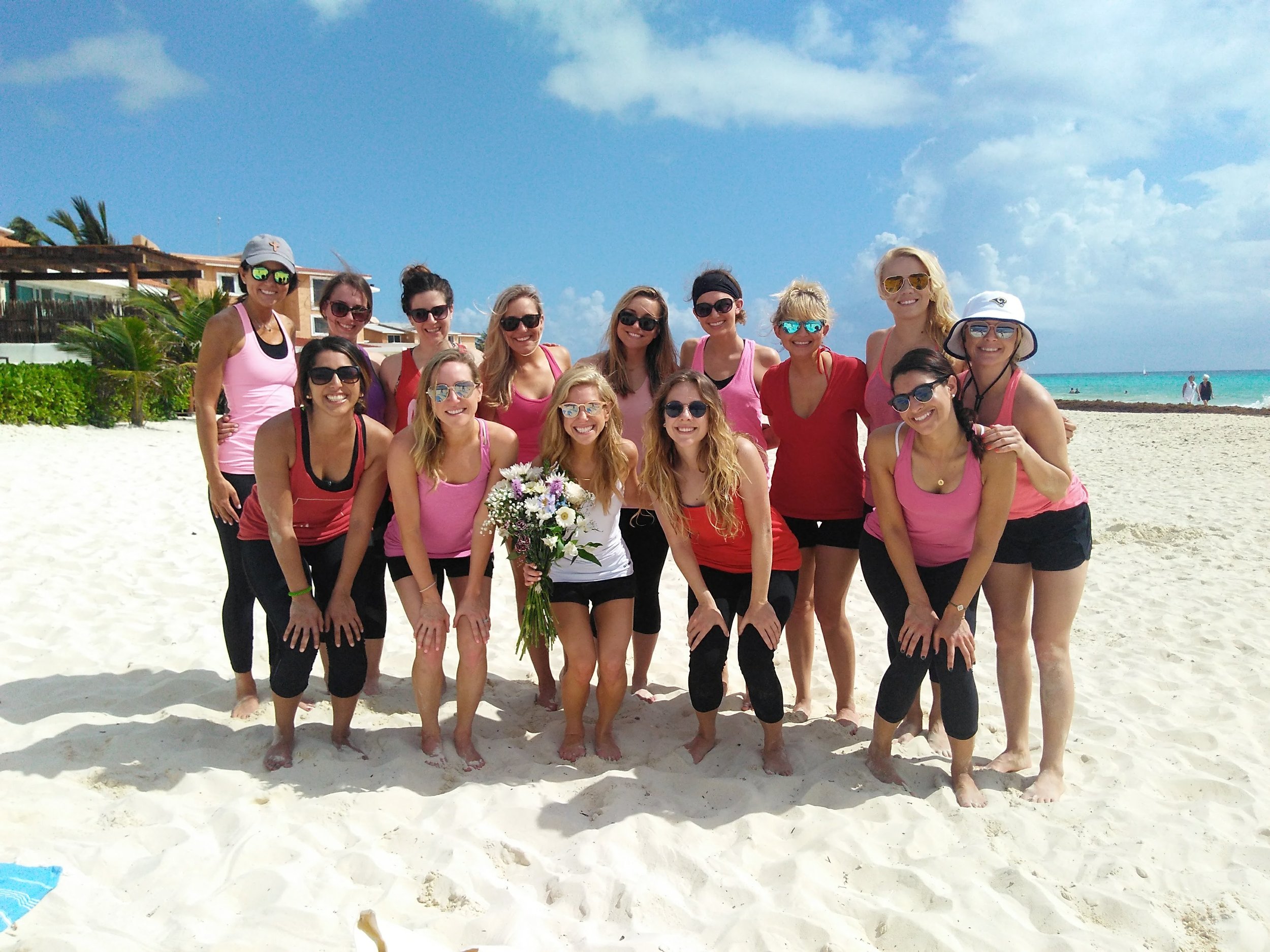 yoga class on the beach