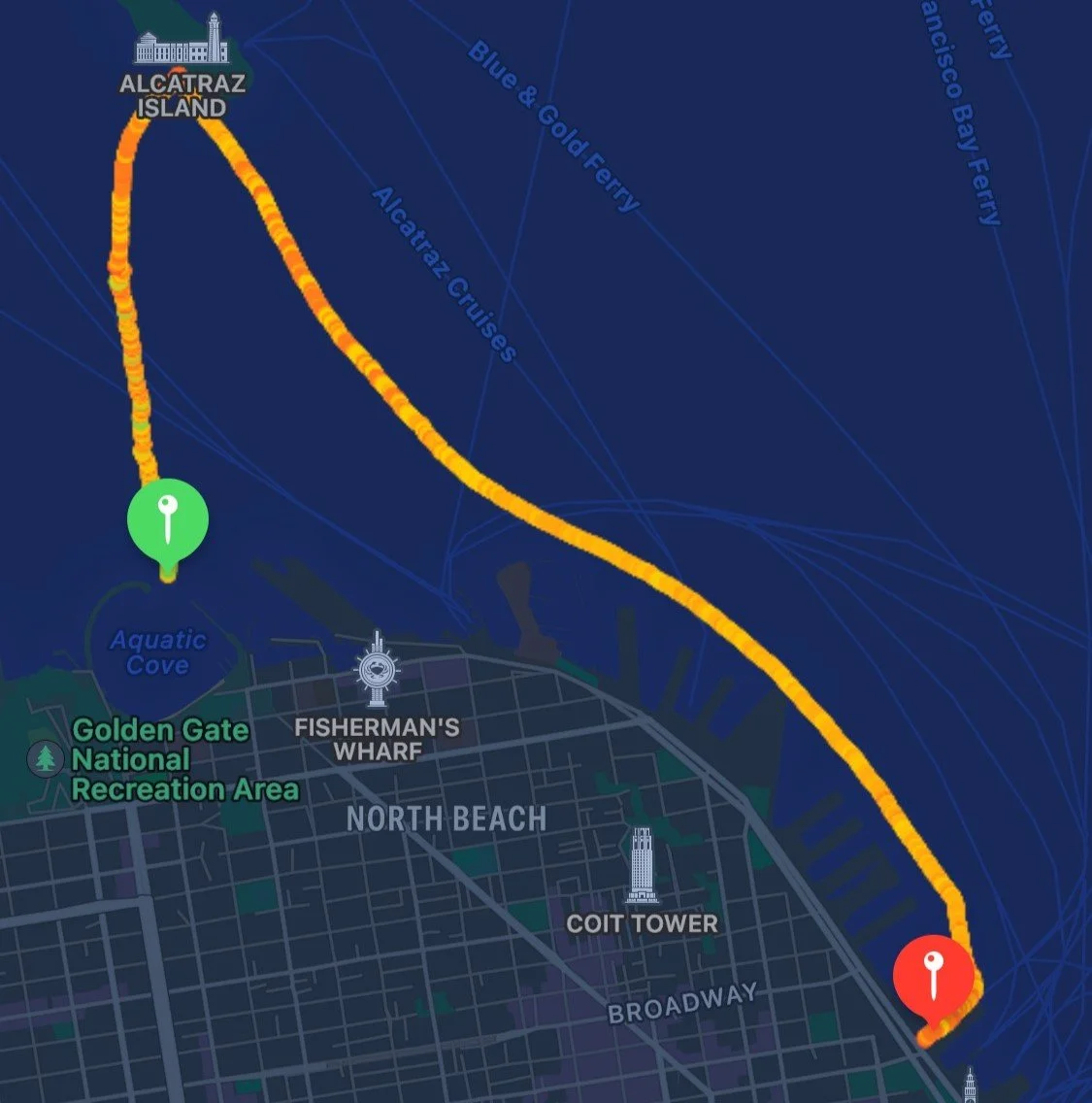 Warren Completes New Hybrid "Touch and Go" Alcatraz Swim — Odyssey Open