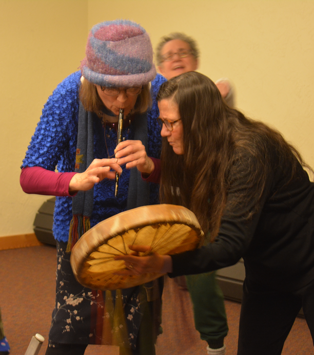Miriam Fein and Lorraine Bayes at the Compassionate Voices retreat.