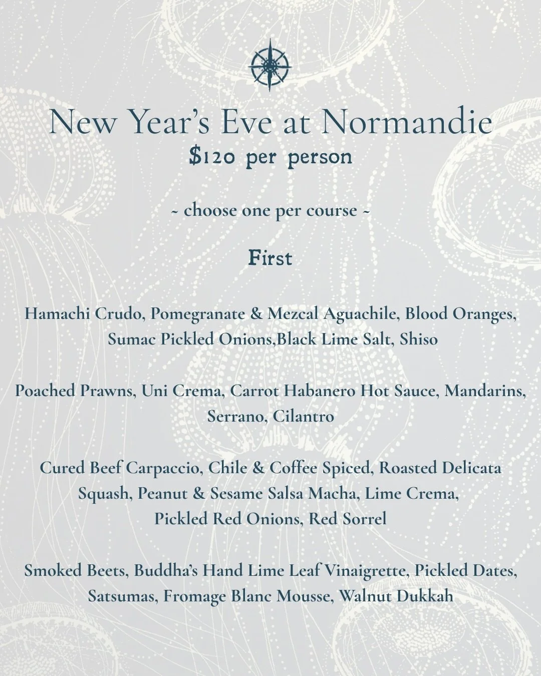 The best way to manifest a luxuriously delicious 2026 begins with New Year&rsquo;s Eve at Normandie✨

Put on that gorgeous outfit you&rsquo;ve been saving for a special occasion, and join us for a three-course dinner fit for closing out the year&hell