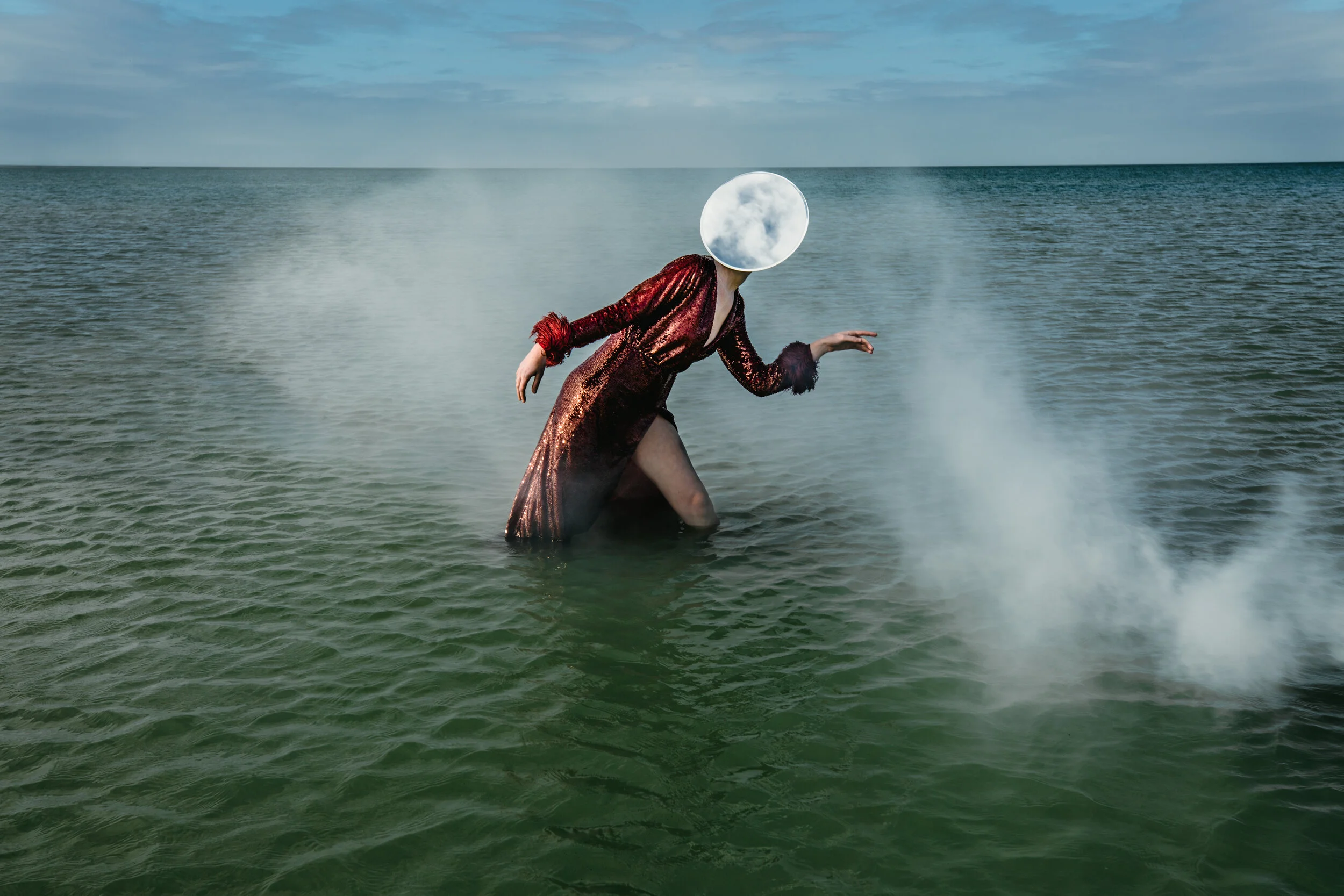 RED DRESS SMOKE ON WATER 
