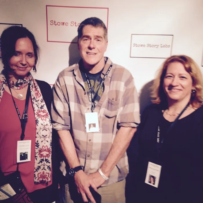 The scientist/writers at Stowe Story Labs 2015. From left, Carylanna Taylor (anthropologist), Matt Minson (physician), and Diandra Leslie-Pelecky (physicist). I’m not sure if the blur is the low light or the Heady Toppers.