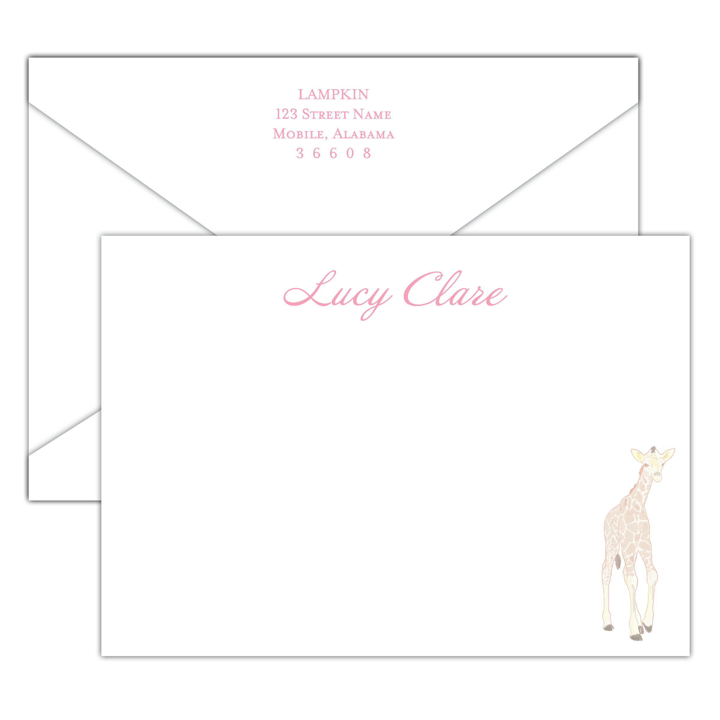 Baby Giraffe Stationery Card (optional colors)