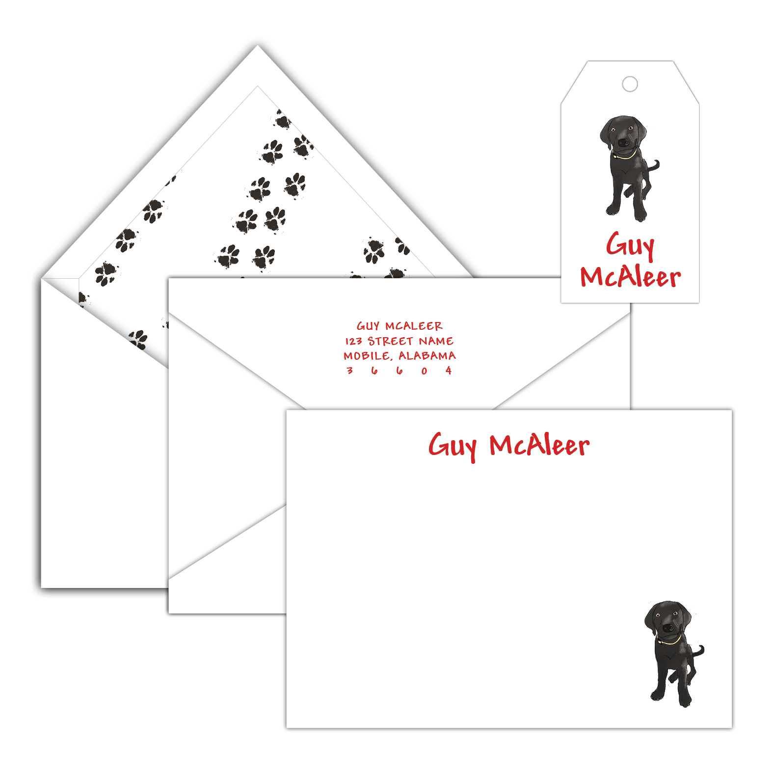 Lab Dog Stationery Cards (optional colors)