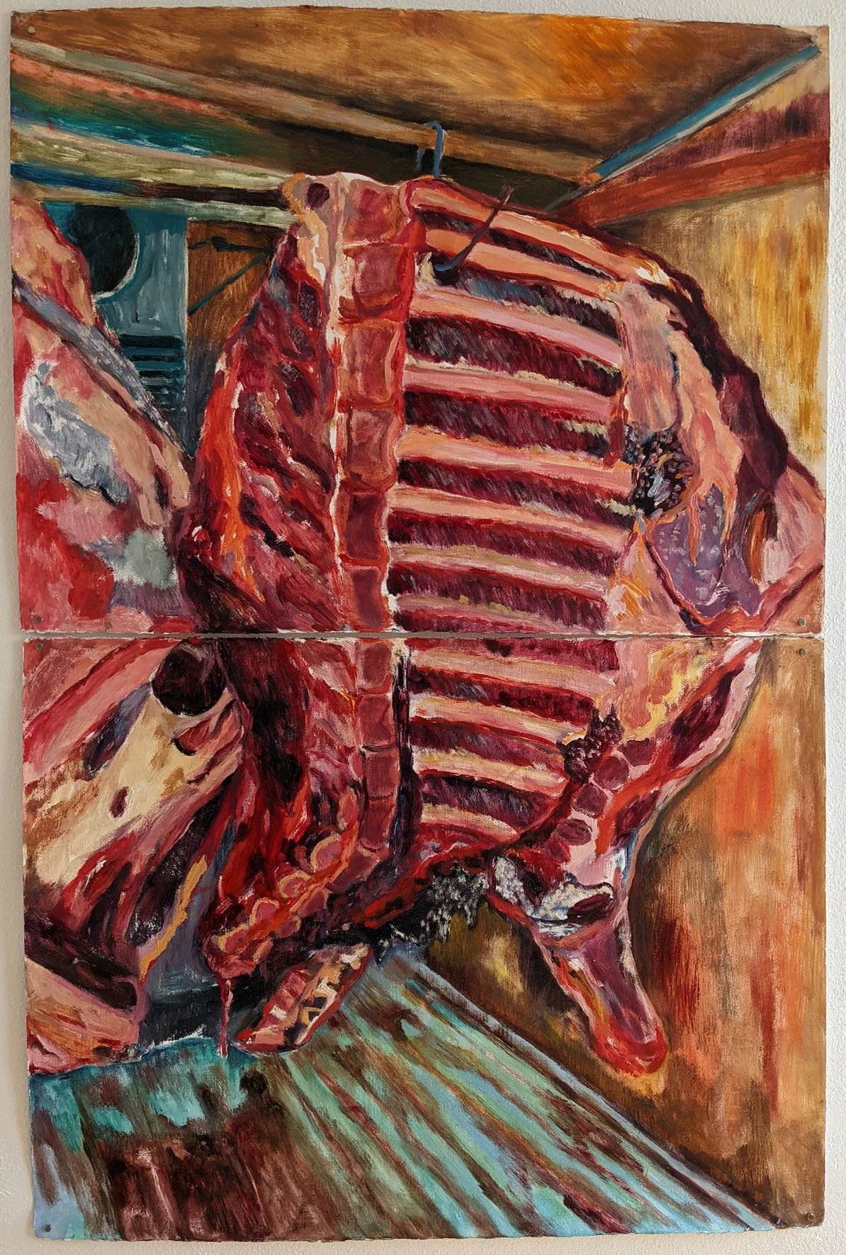  Bison Quarter, 2023. Oil on paper, 44 x 30 inches/ 111.76 x 76.2 cm  