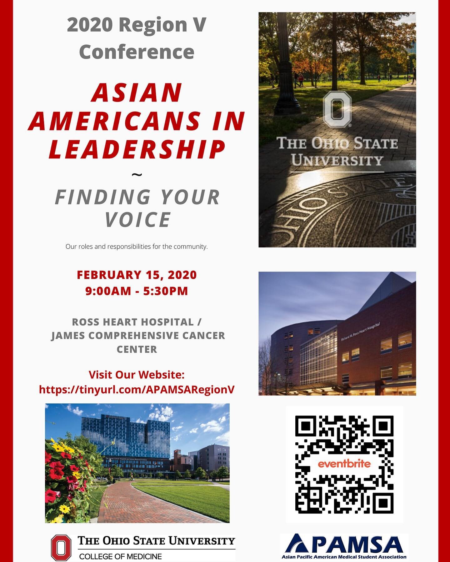 A message from our very own APAMSA student group!!!
&bull;
&bull;
We would love to invite you to our annual conference taking place at the Ohio State University College of Medicine on Saturday, February 15 at the Ross Heart Hospital/ James Comprehens