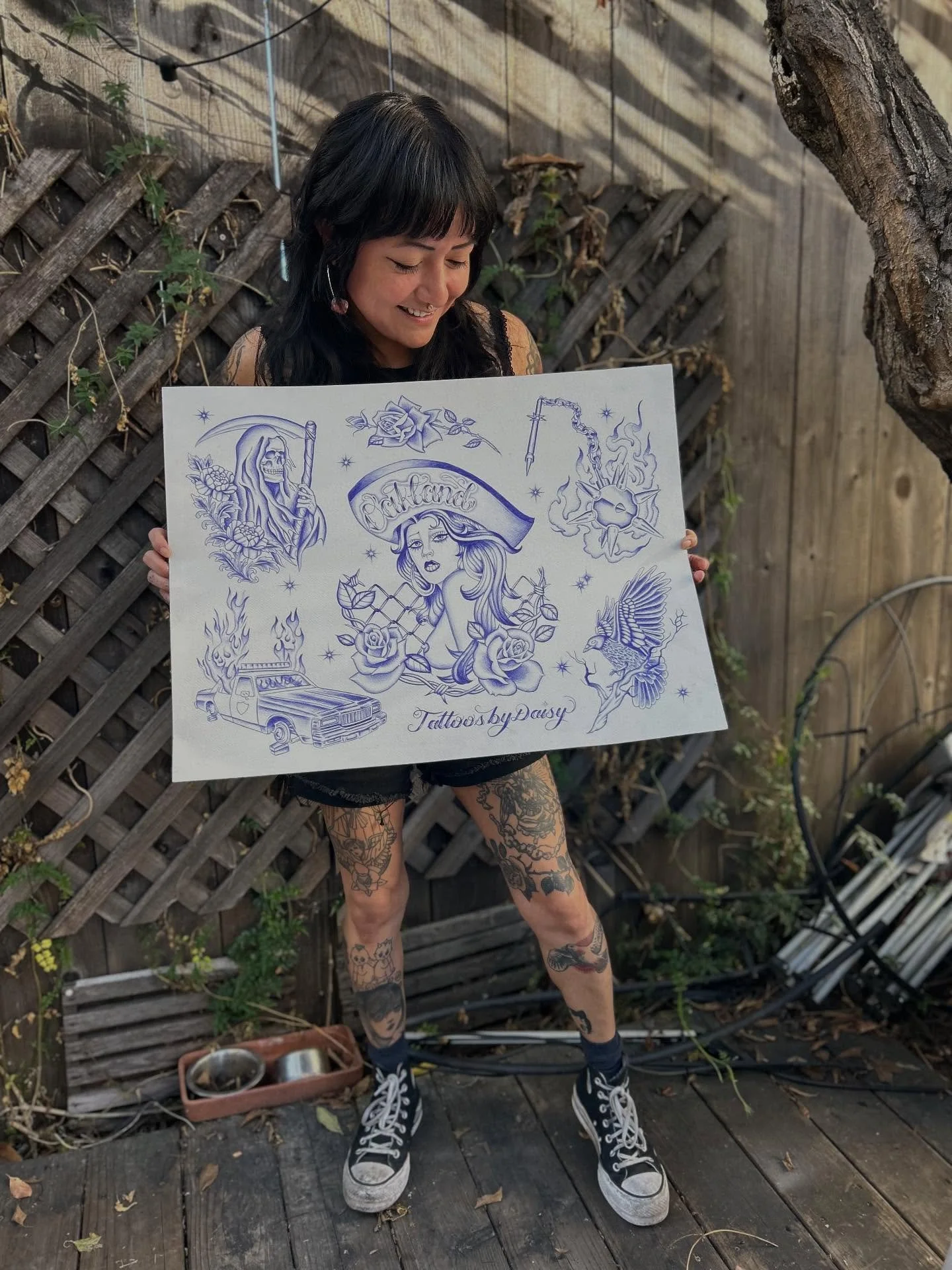 Finally finished this piece. Started it without a plan back in April. I&rsquo;d pick it up, put it down for a couple of months, and so on. Ball point pen on watercolor. All have been claimed except for the flail and cop car on fire. Holler 😘. Making