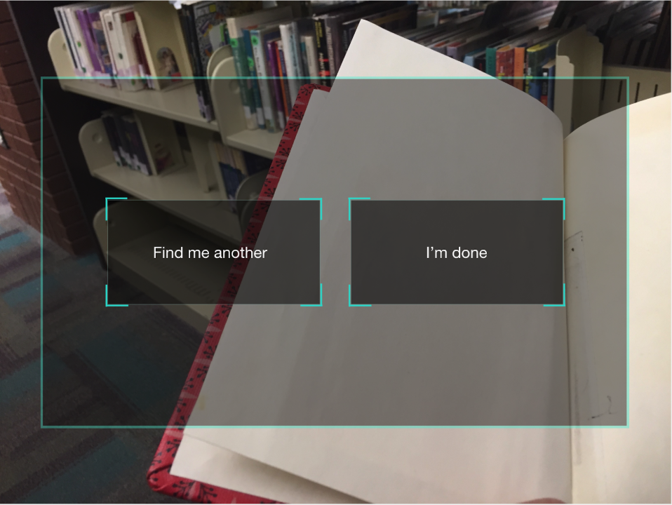 The User is given two options: To Find Another Book or to Return the HoloLens to the front desk