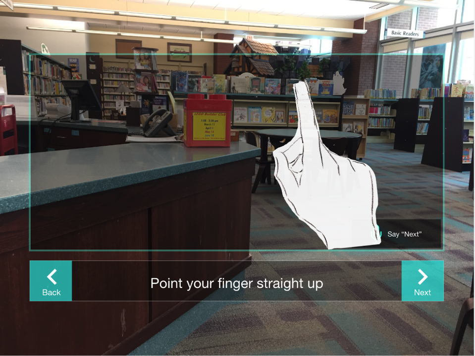 User goes through a short tutorial on HoloLens gestures
