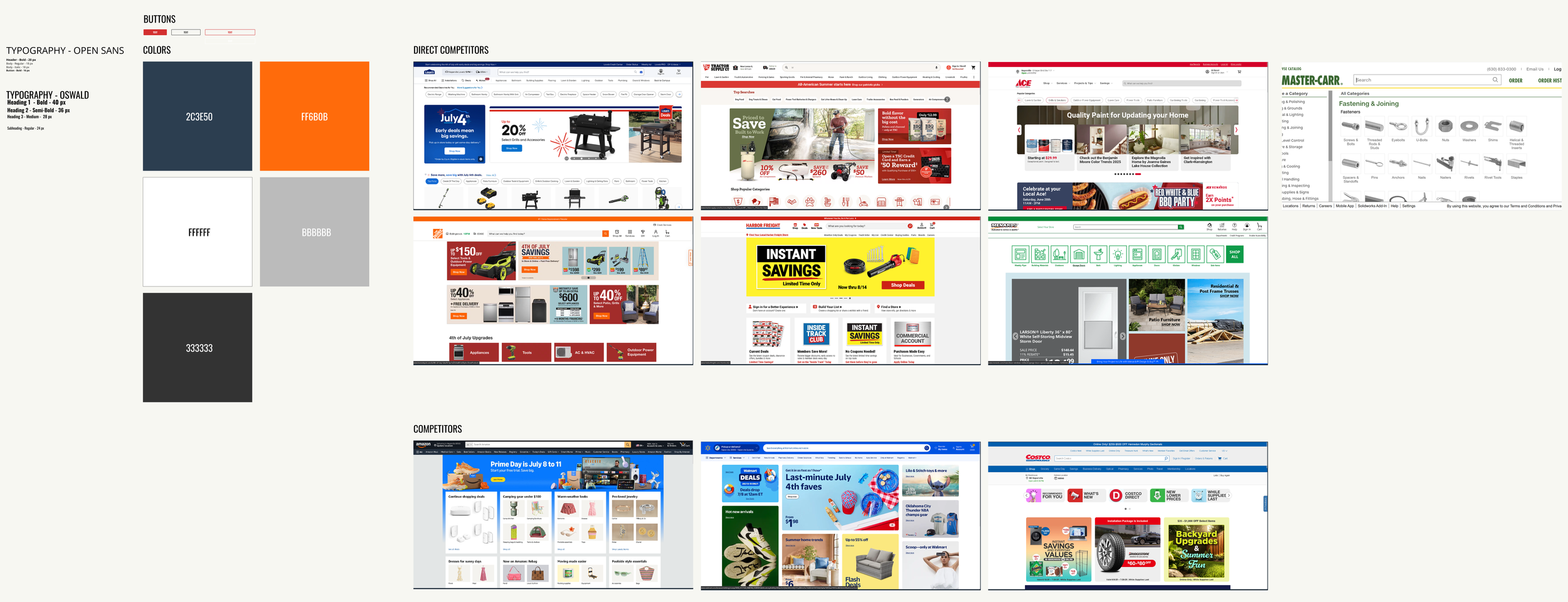Visual moodboard for Nugent Filters website redesign showing typography, color palette, and reference imagery for an industrial filtration supplier