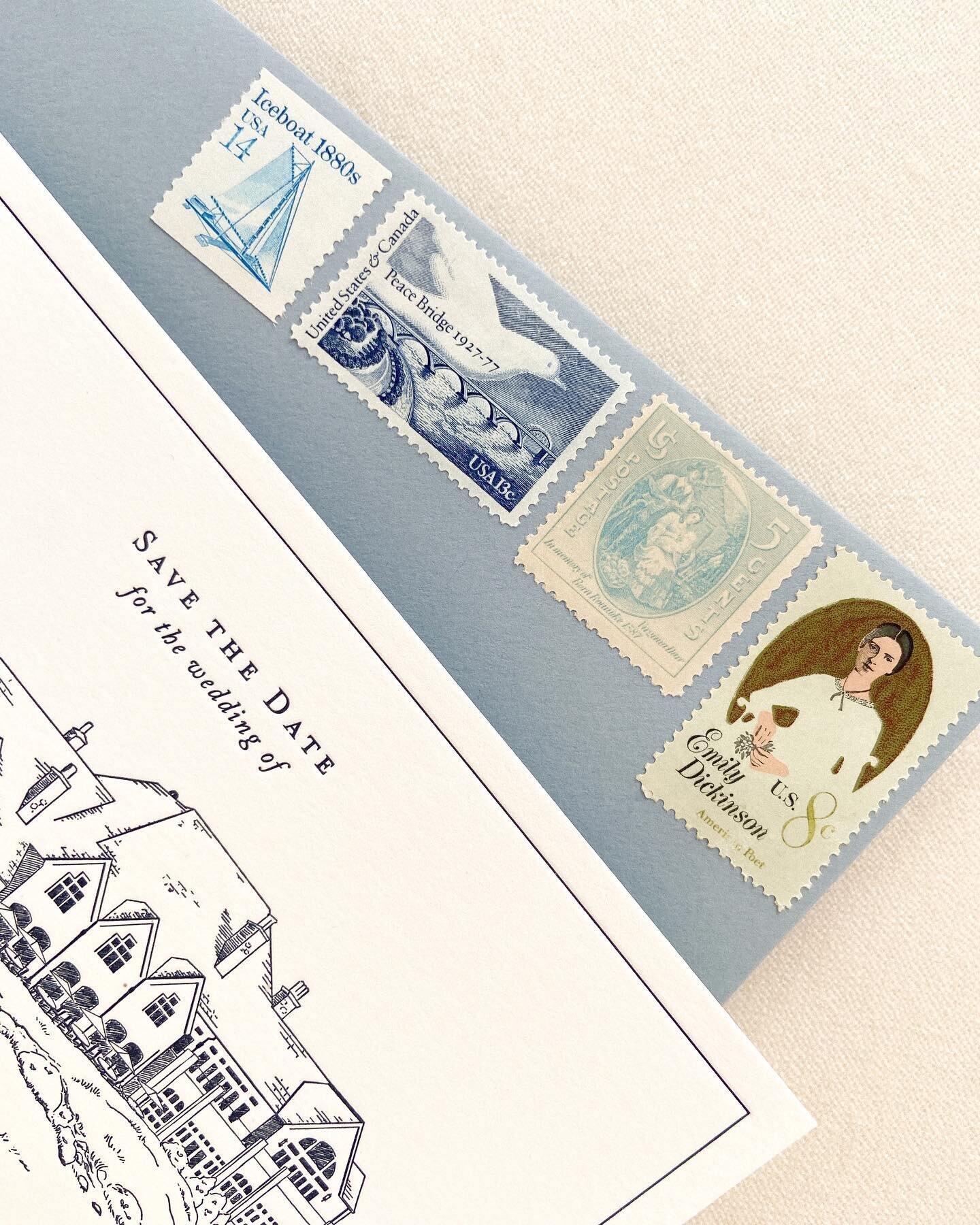 A lot of couples ask about the beautiful sets of curated postage they see in flatlays - this would be vintage postage! 💌📬 Even if you don&rsquo;t opt for vintage postage for all of your envelopes, we always include a special set for your keepsake s