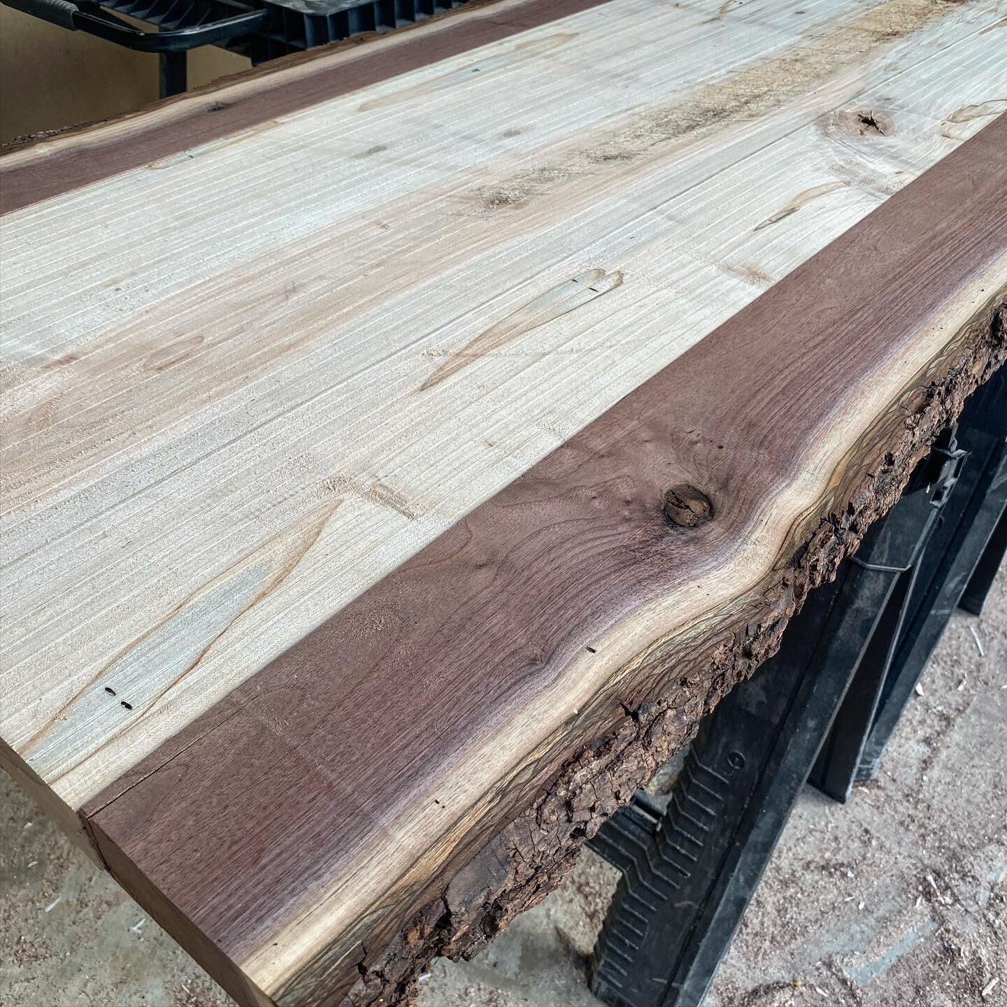 Getting creative over here! Client designed ambrosia maple desk with black walnut edges. 
.
.
.
#woodworking #woodendesk #woodfurniture #baltimore #interiordesigner #homeoffice